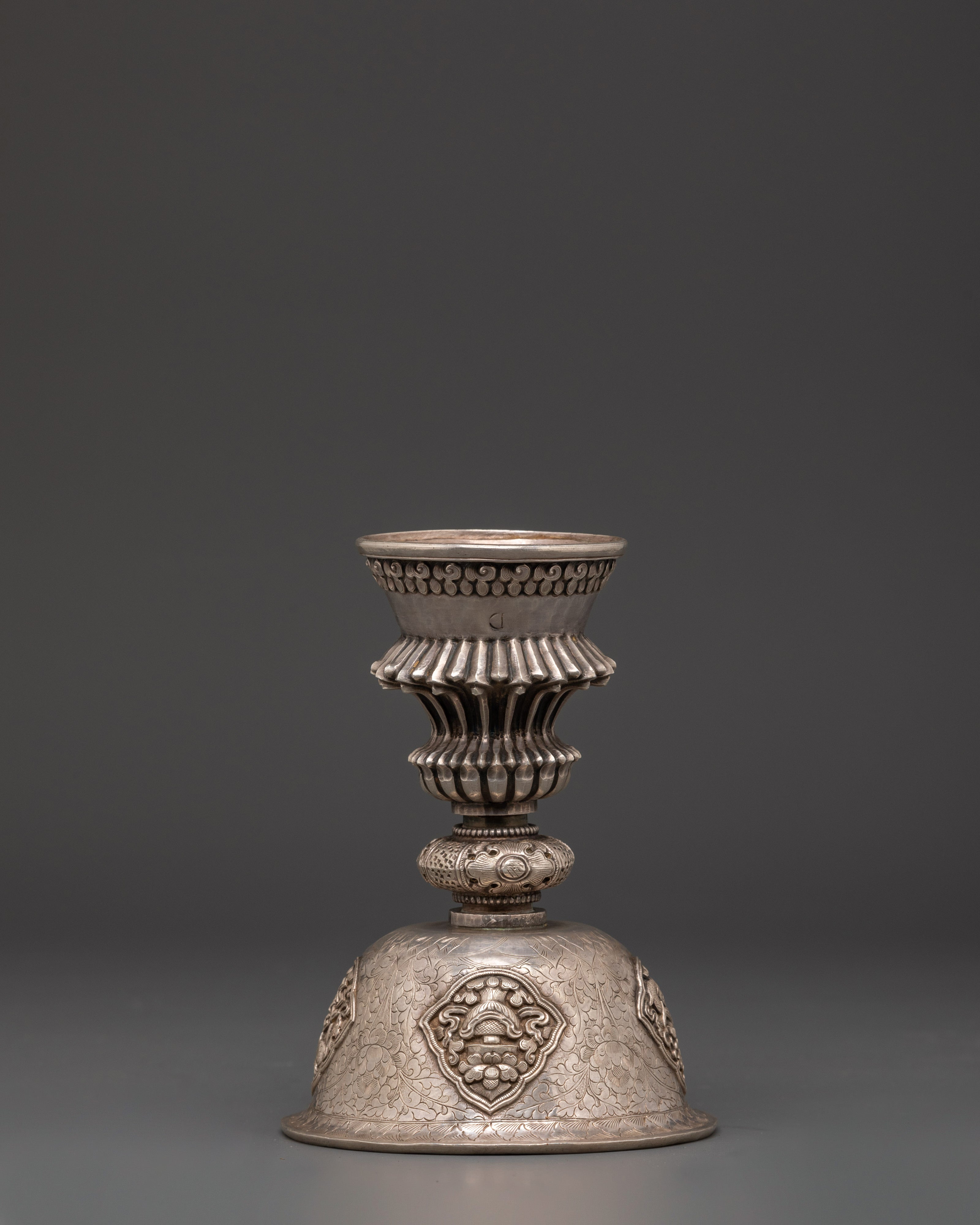 Silver Buddhist Butter Lamp | For Altars, Meditation Rooms, and Spiritual Offerings