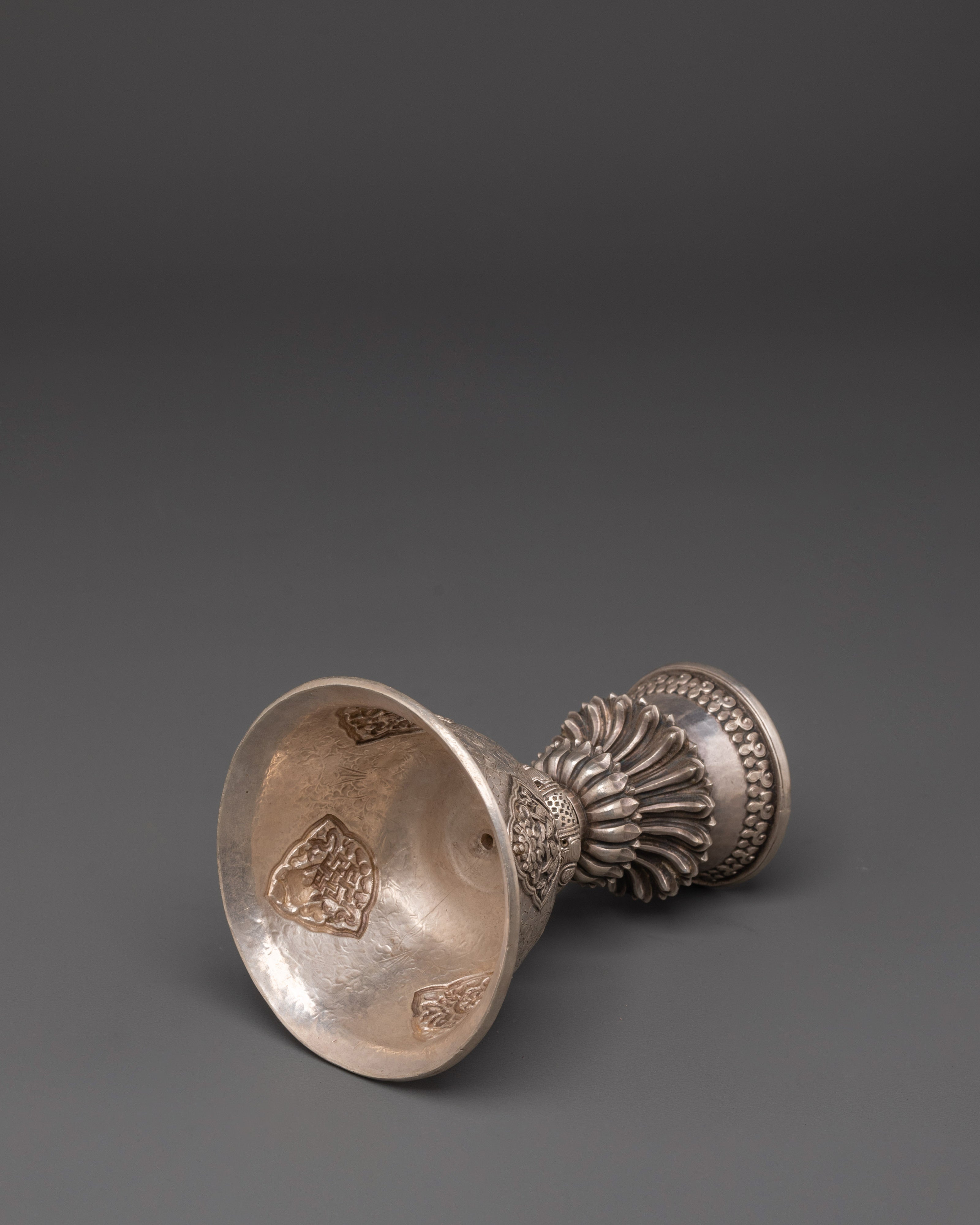 Silver Buddhist Butter Lamp | For Altars, Meditation Rooms, and Spiritual Offerings