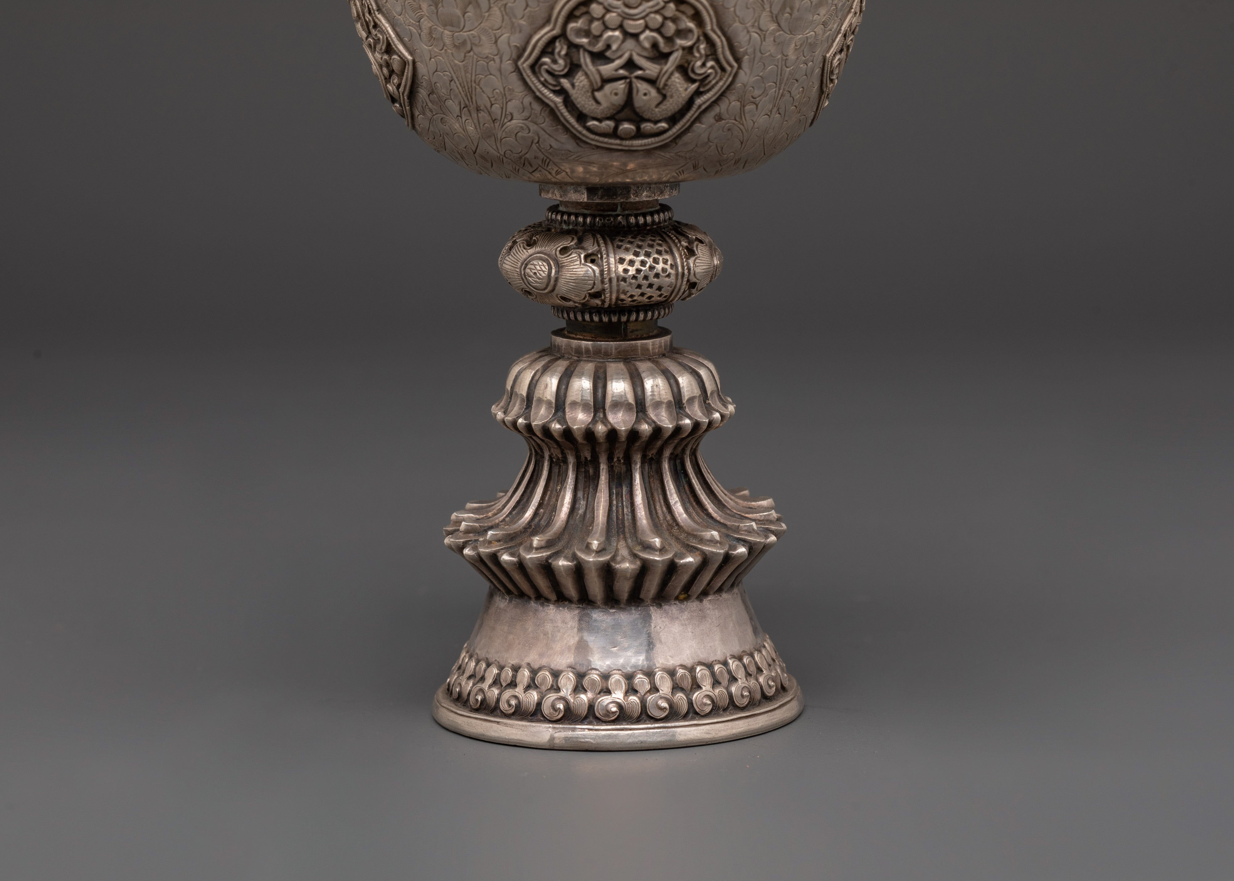 Silver Buddhist Butter Lamp | For Altars, Meditation Rooms, and Spiritual Offerings