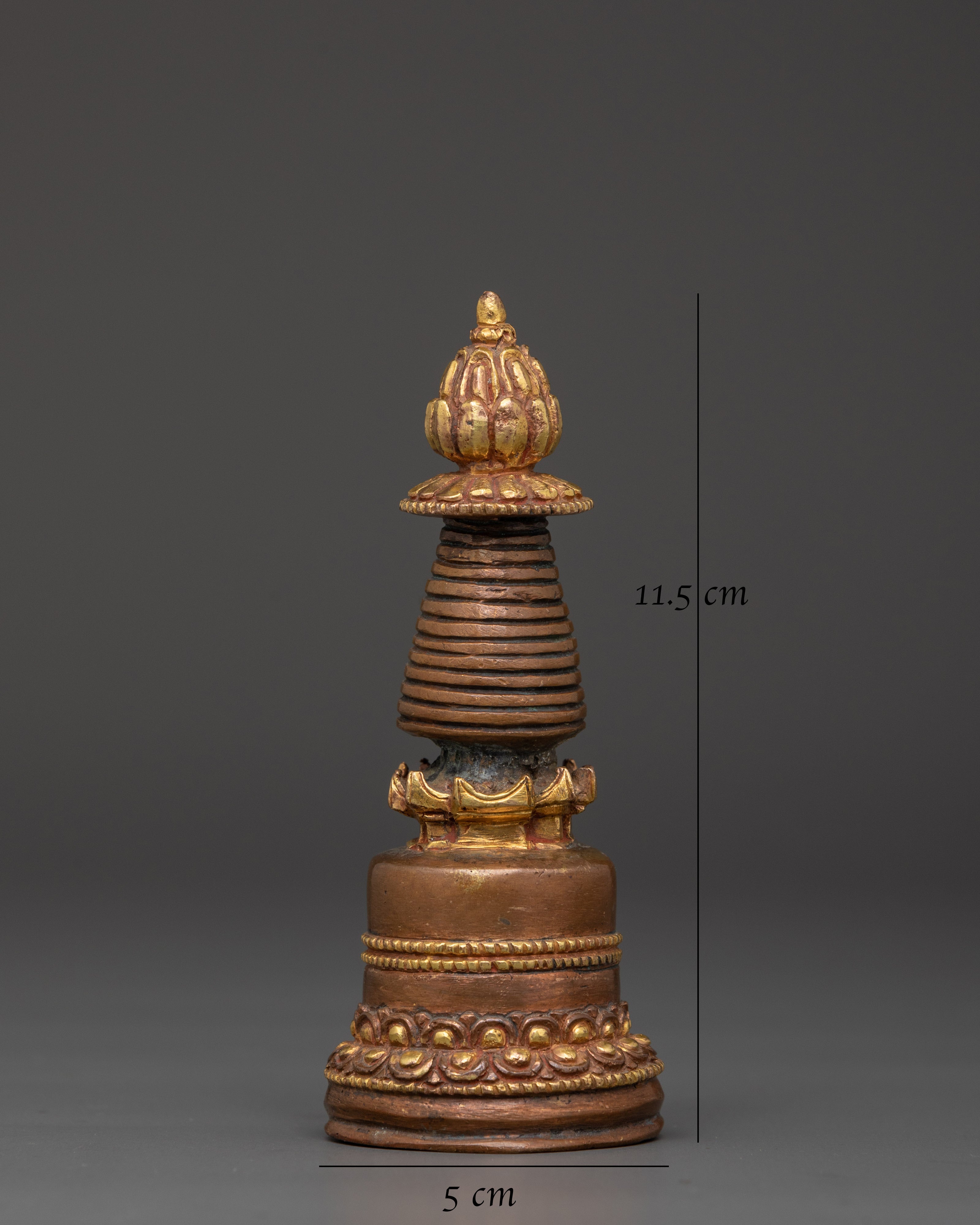 Himalayan Spiritual Stupa | Handcrafted Copper Body with Gold Plated Finish