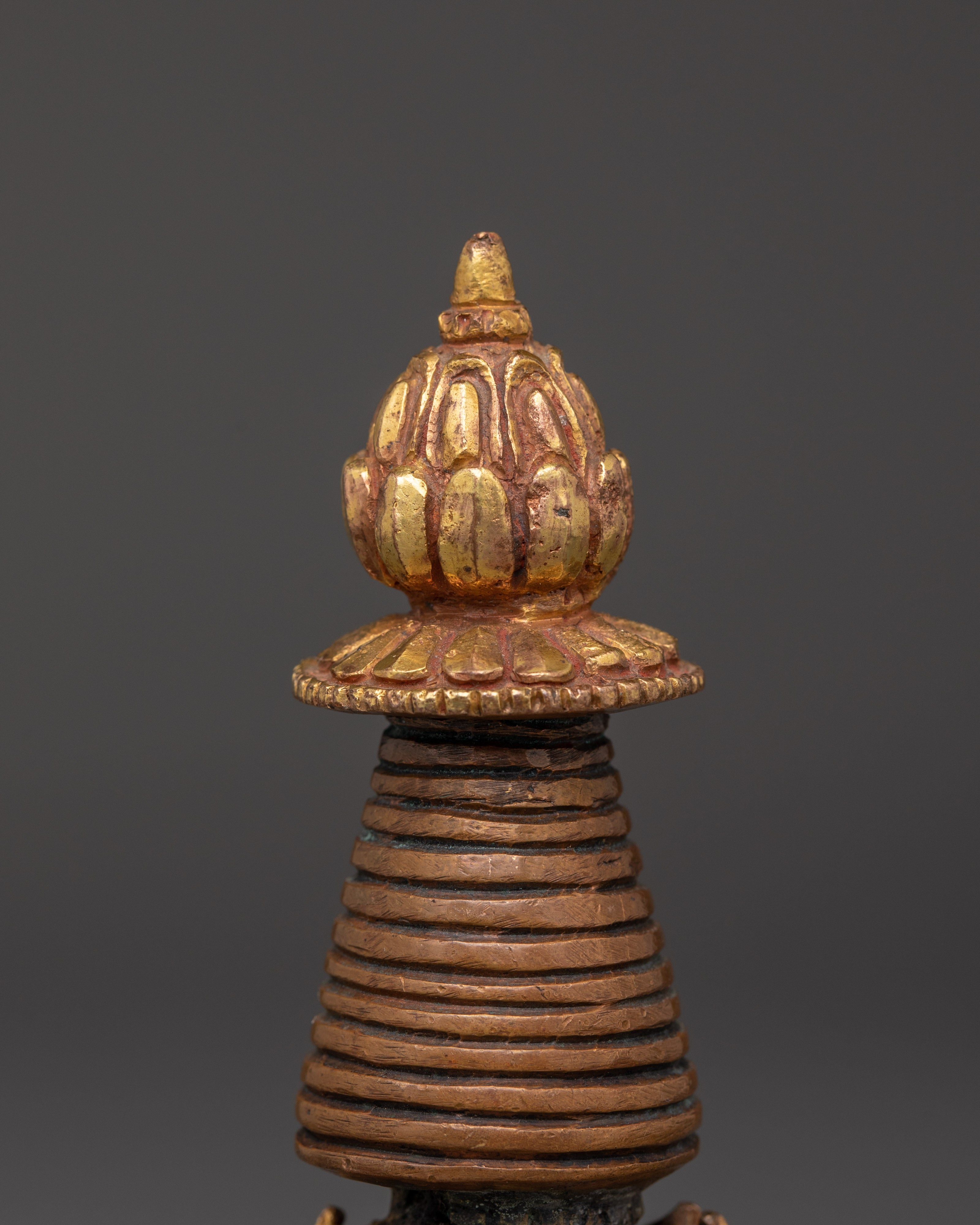 Himalayan Spiritual Stupa | Handcrafted Copper Body with Gold Plated Finish