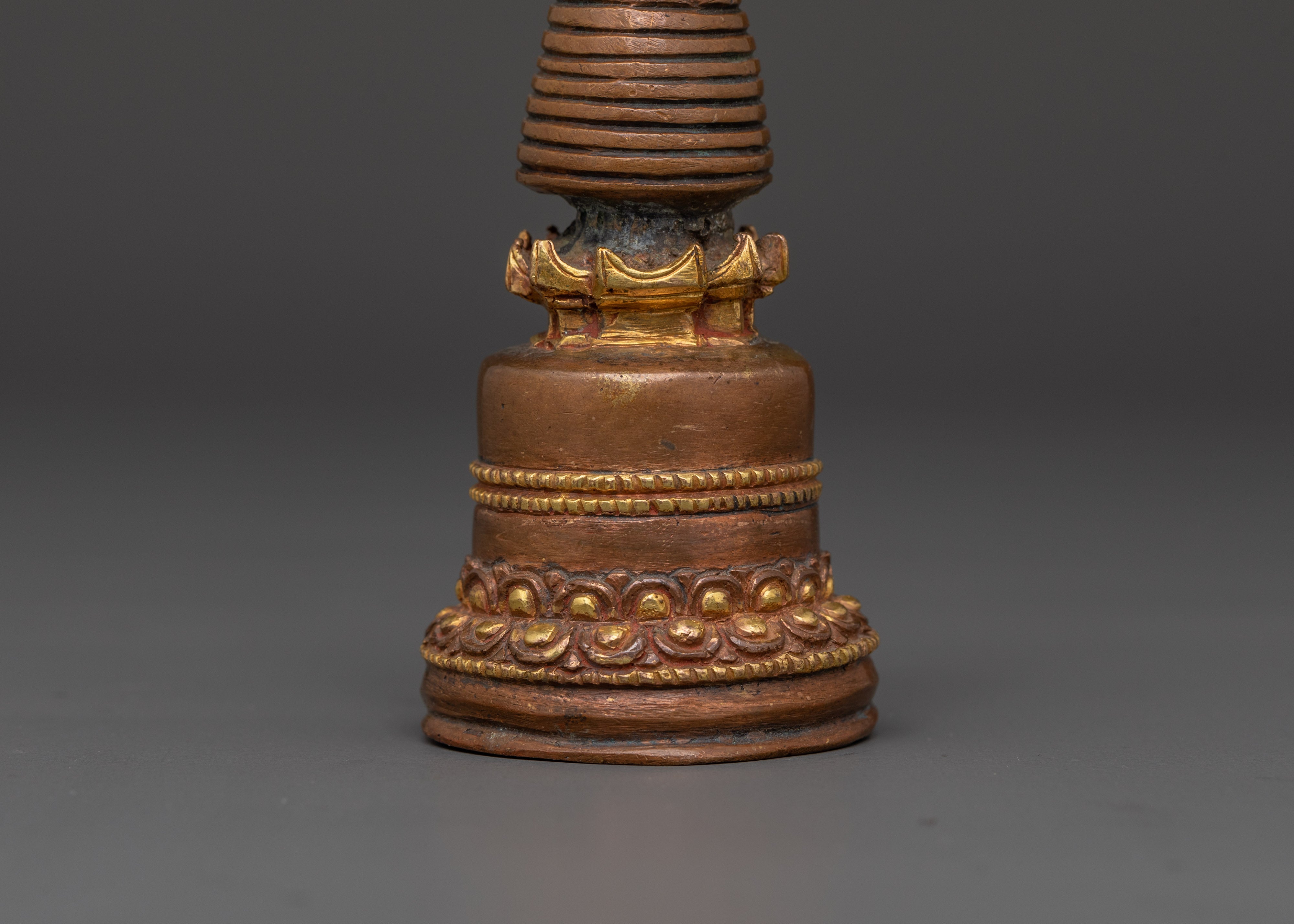 Himalayan Spiritual Stupa | Handcrafted Copper Body with Gold Plated Finish