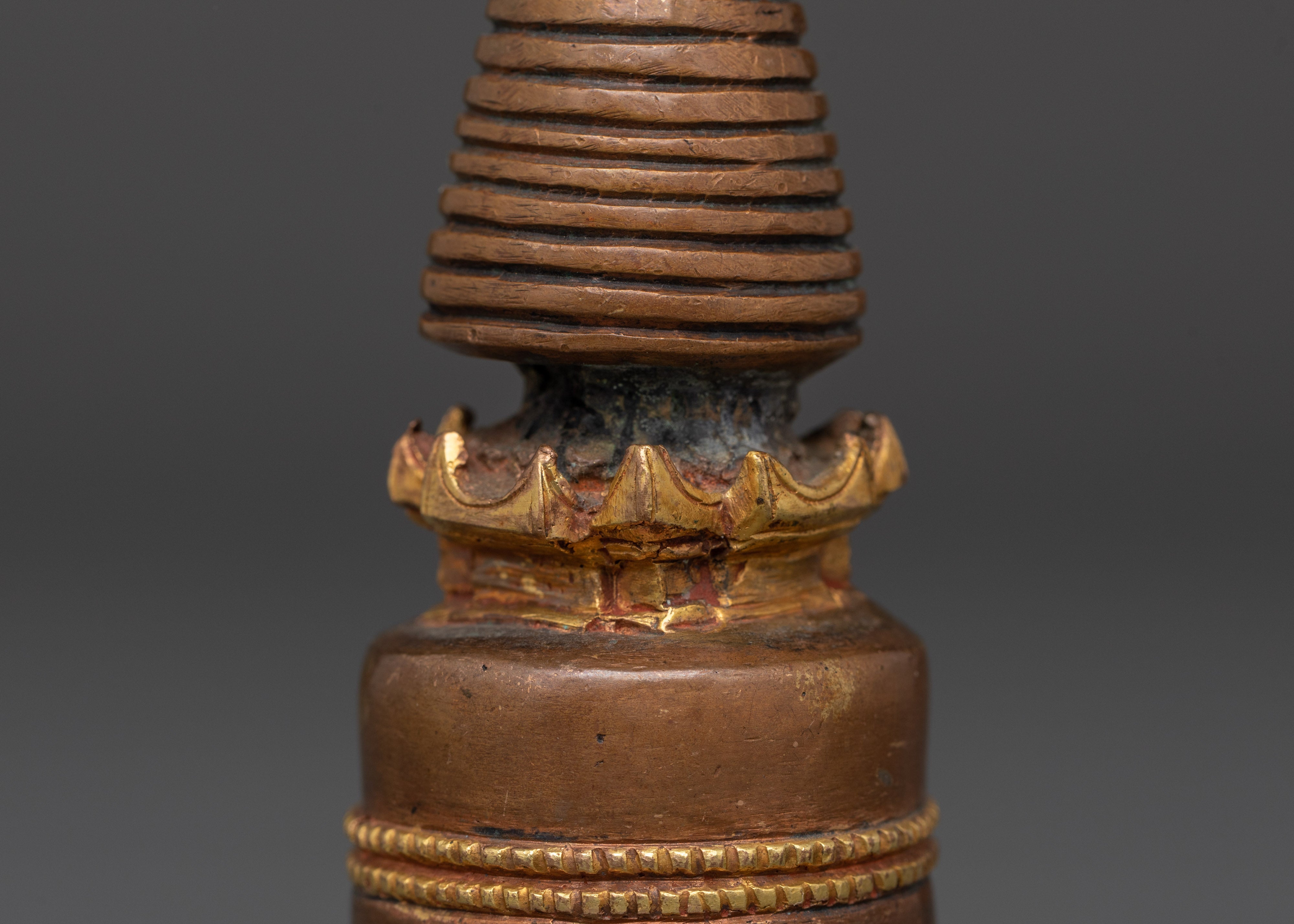 Himalayan Spiritual Stupa | Handcrafted Copper Body with Gold Plated Finish