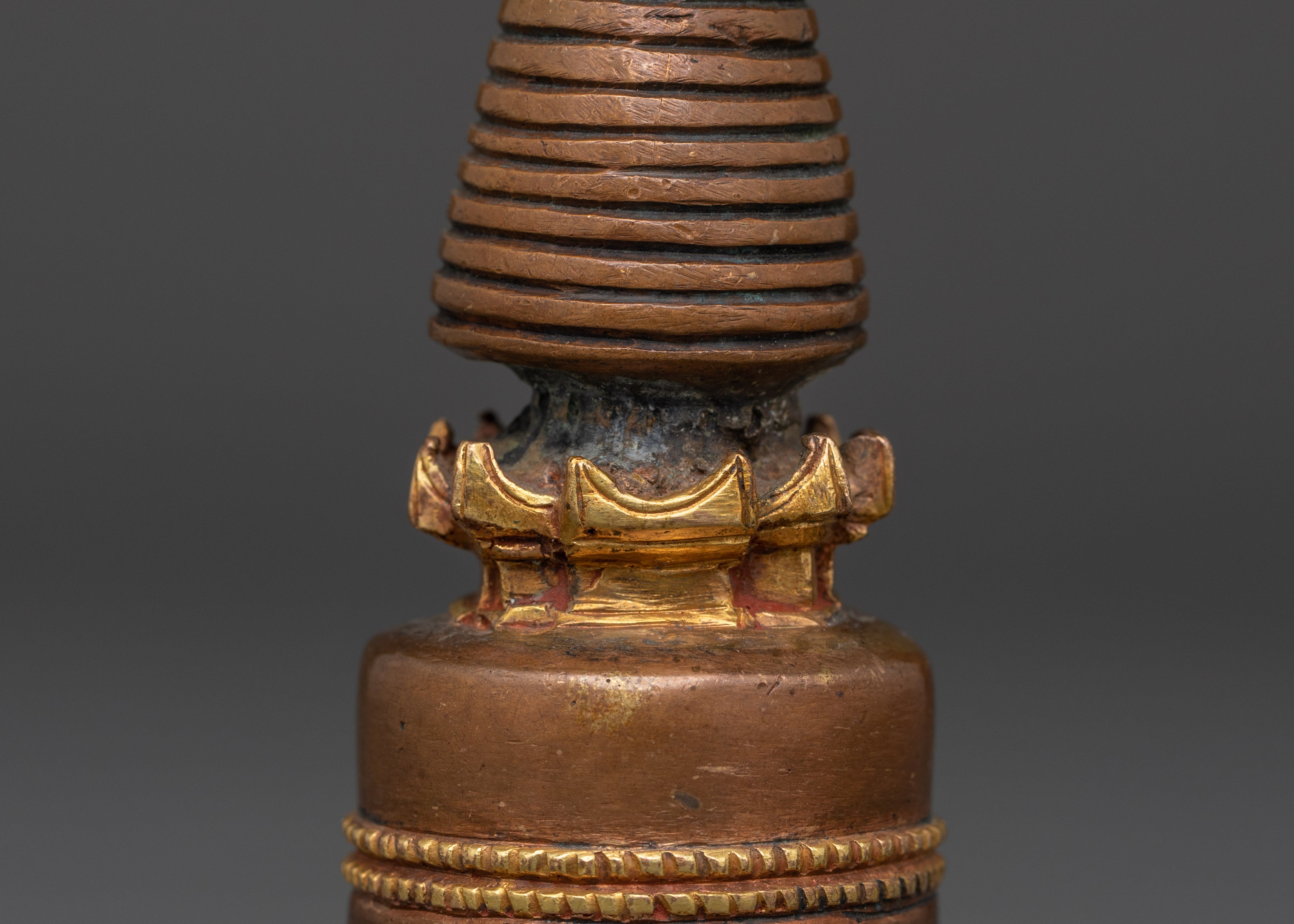 Himalayan Spiritual Stupa | Handcrafted Copper Body with Gold Plated Finish
