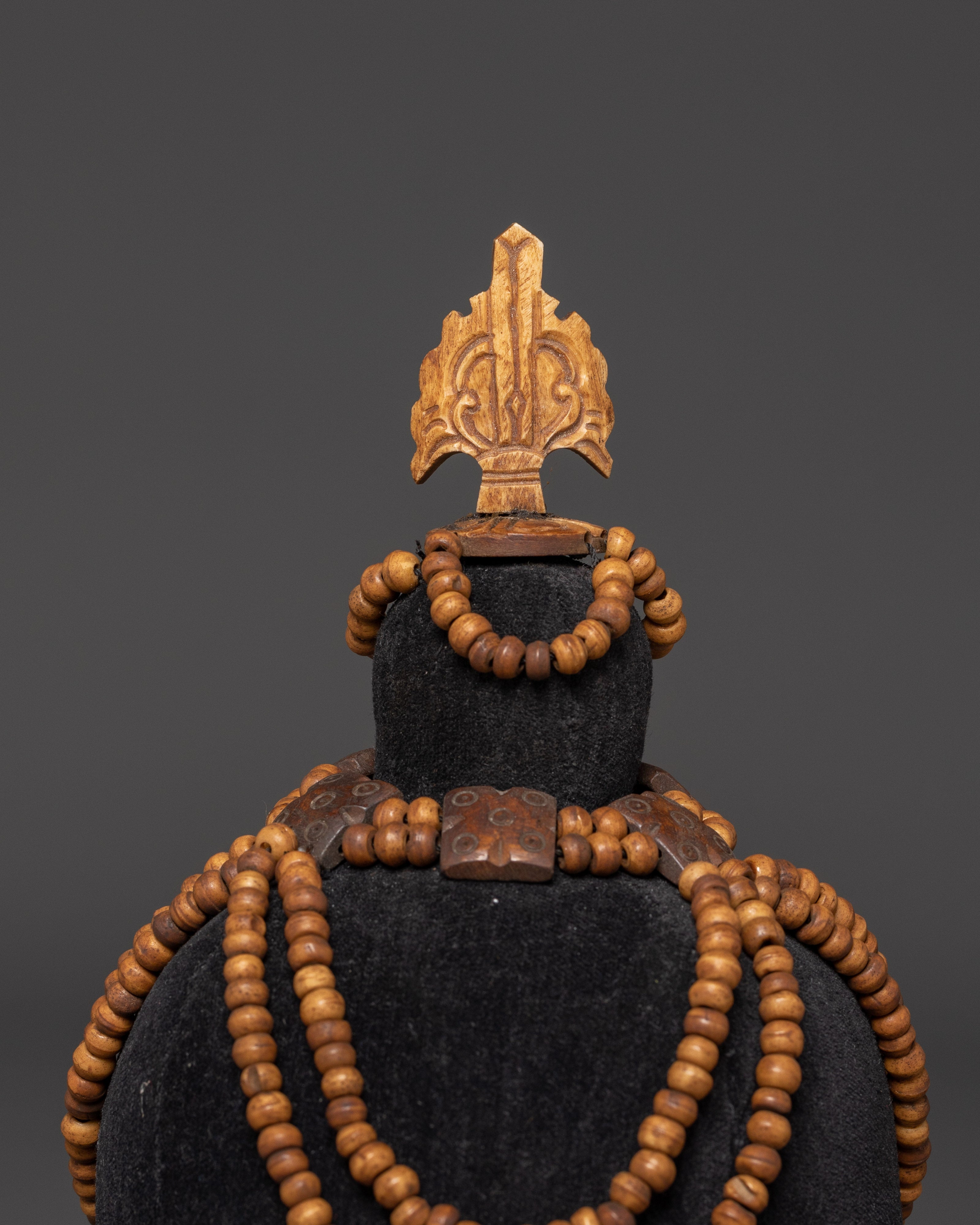 Tibetan Yak Bone Guru Fabric Crown & Sacred Ritual Jewelry Set