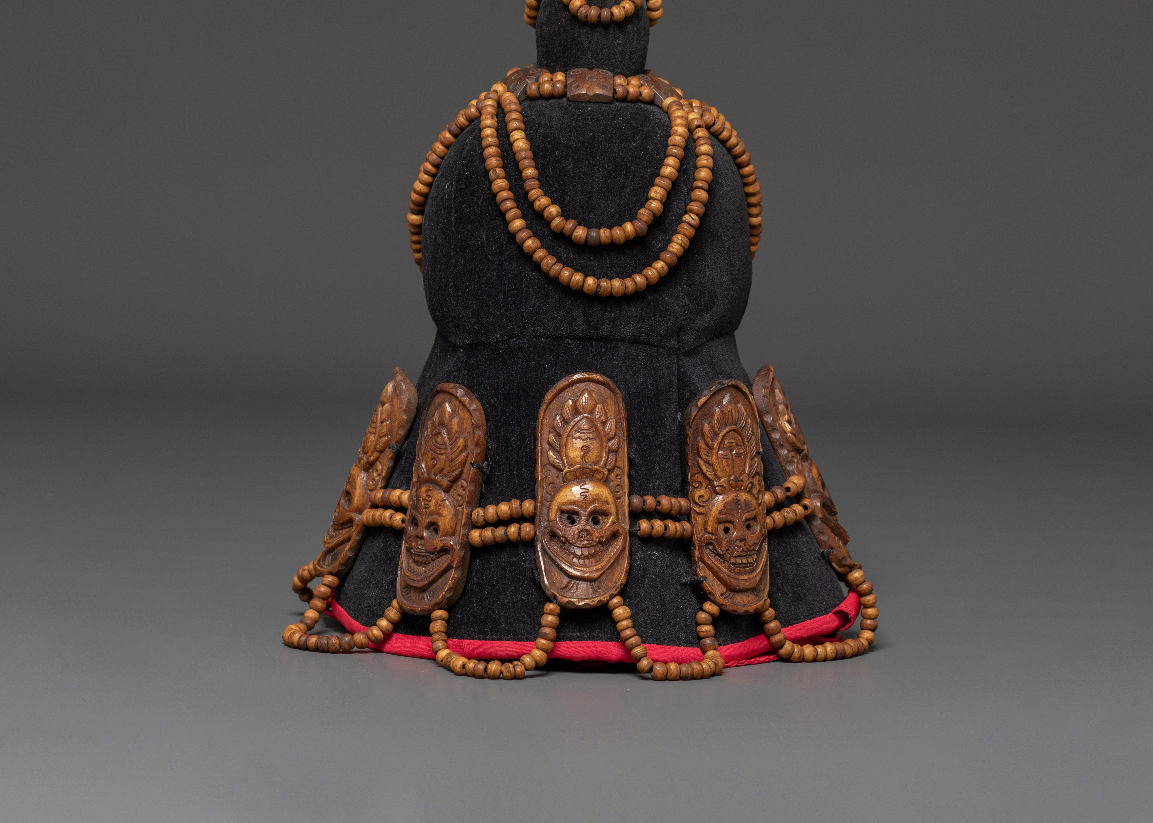 Tibetan Yak Bone Guru Fabric Crown & Sacred Ritual Jewelry Set