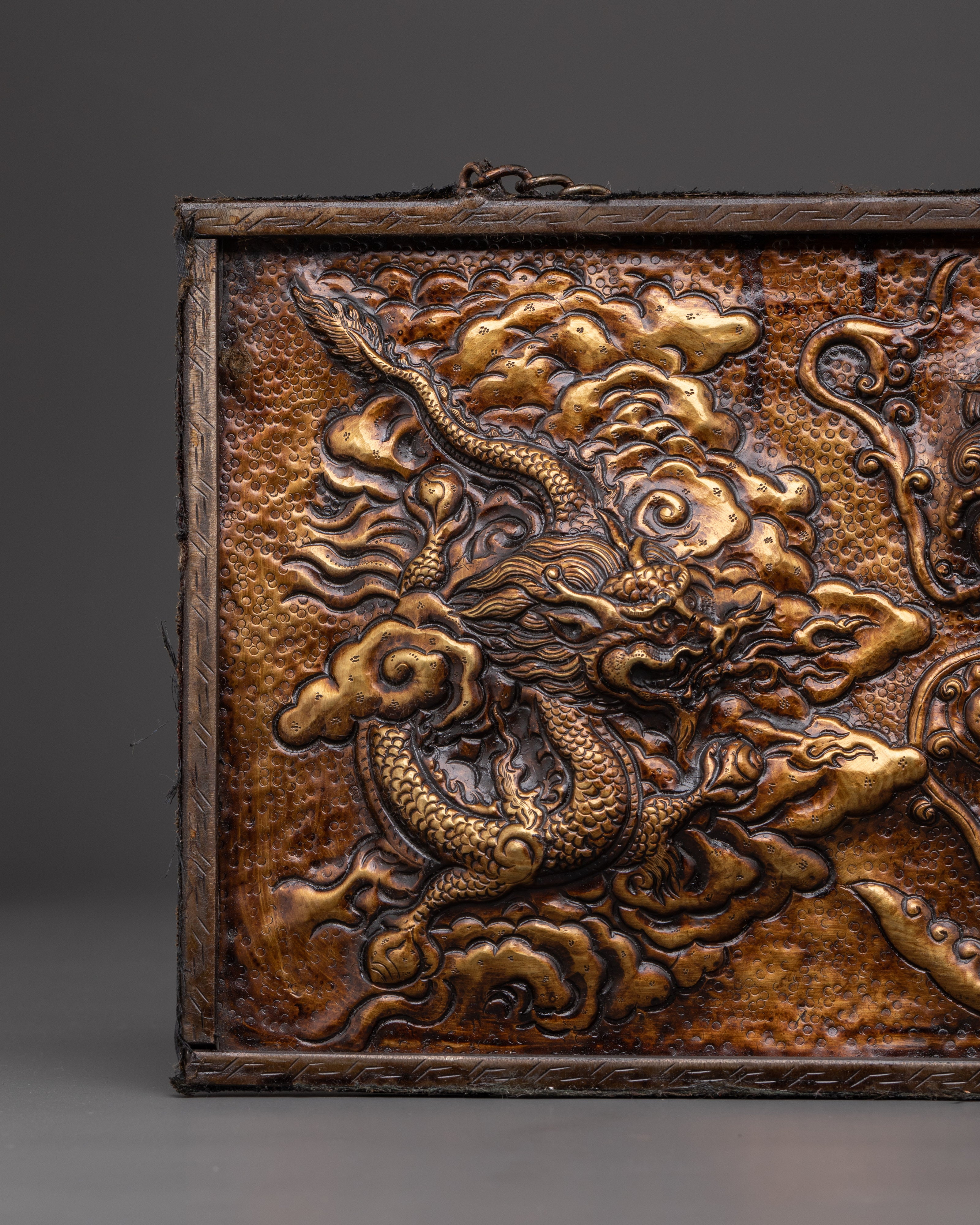 Dragon Motif Wall Art | Handcrafted Brass & Iron Wall Hanging
