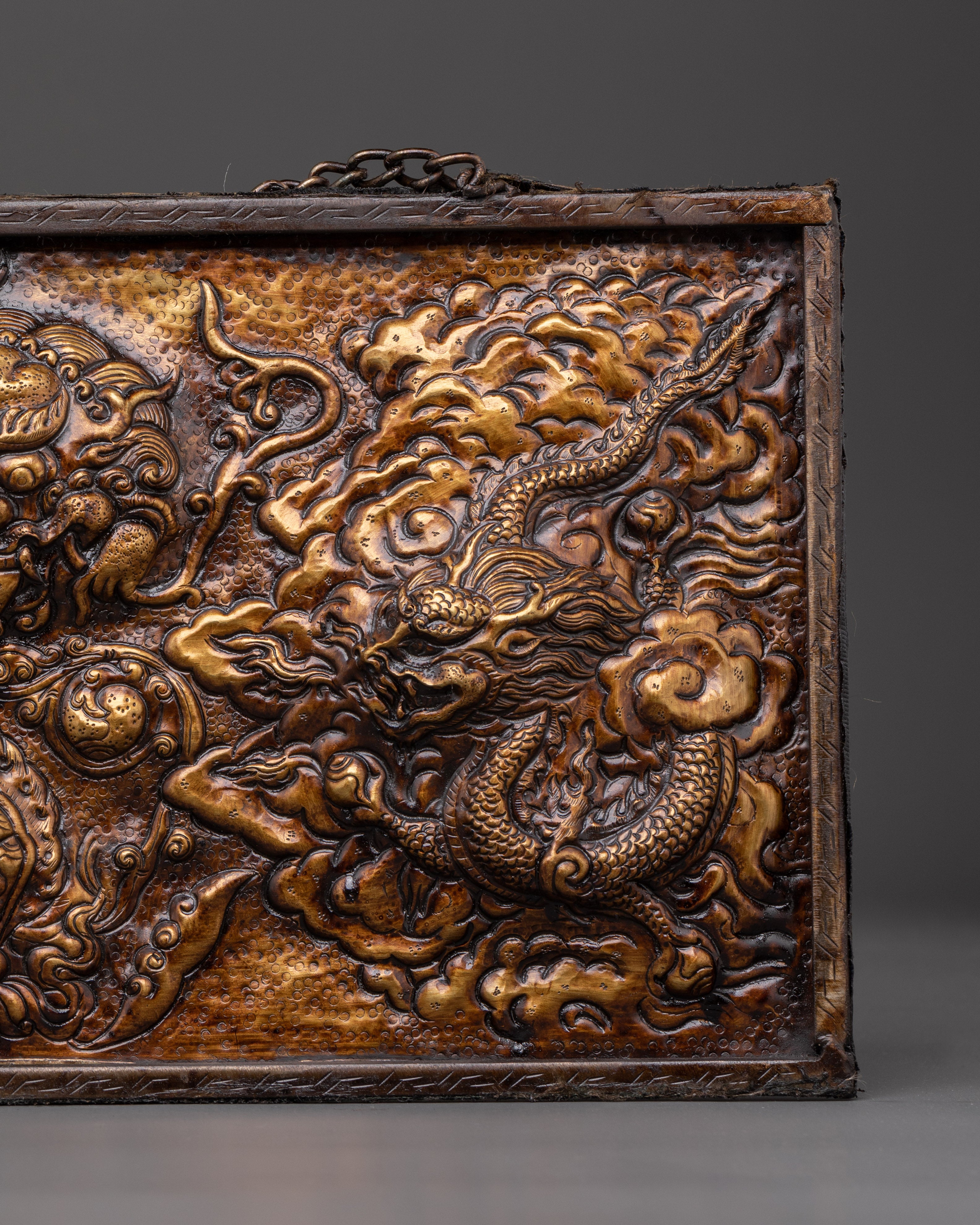 Dragon Motif Wall Art | Handcrafted Brass & Iron Wall Hanging
