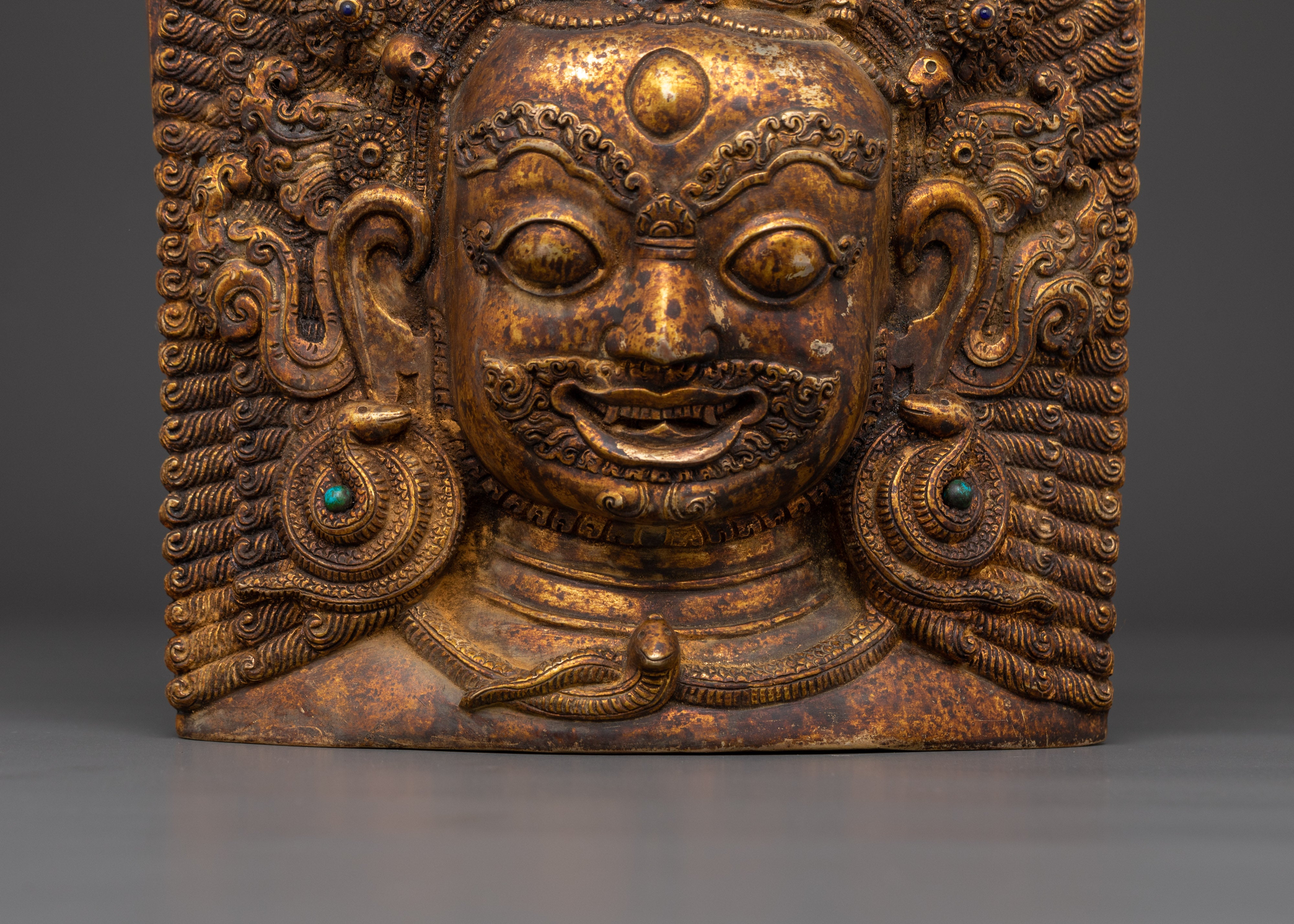 Mahakala Copper Wall Hanging | Fierce Protector Deity for Spiritual Strength