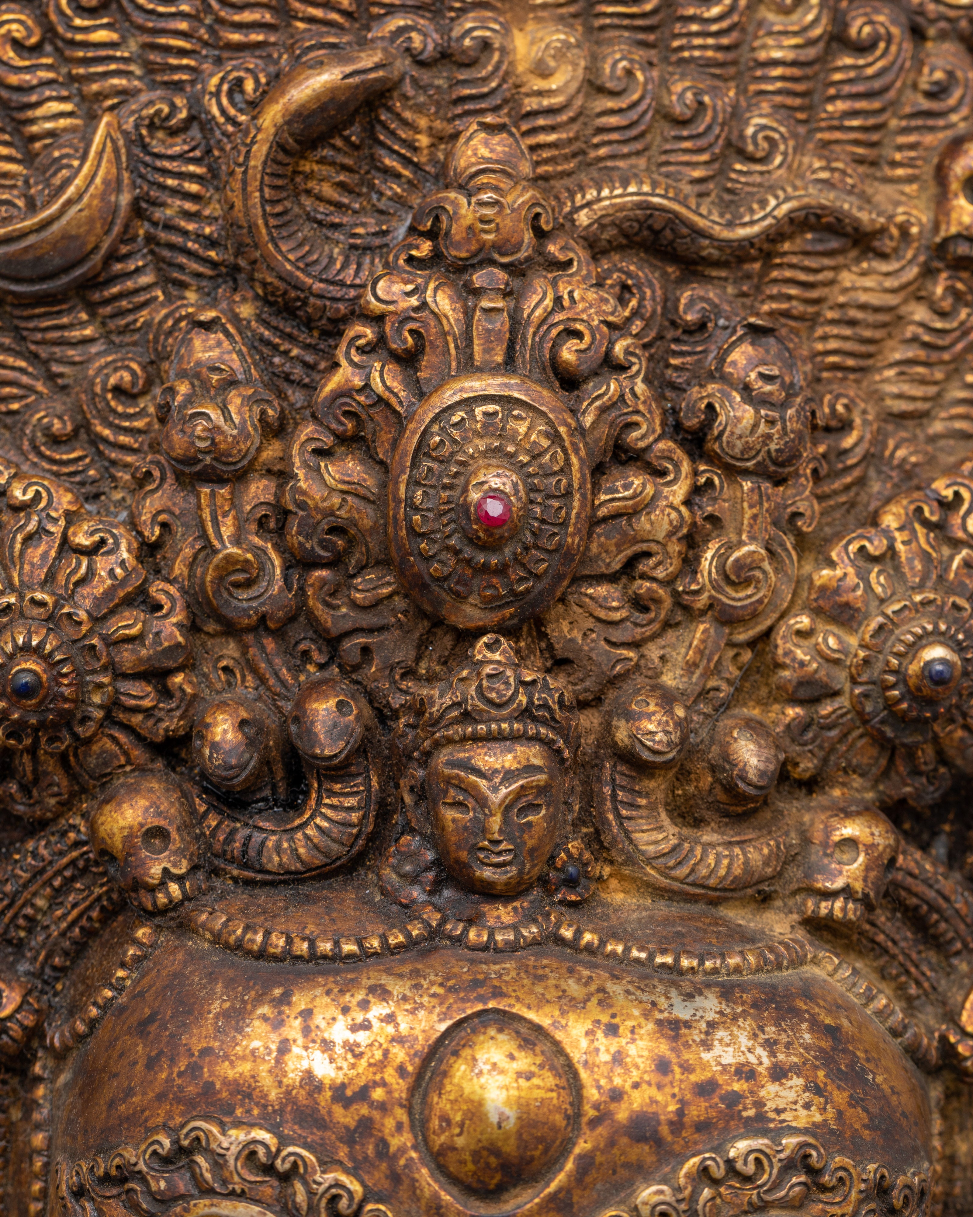 Mahakala Copper Wall Hanging | Fierce Protector Deity for Spiritual Strength