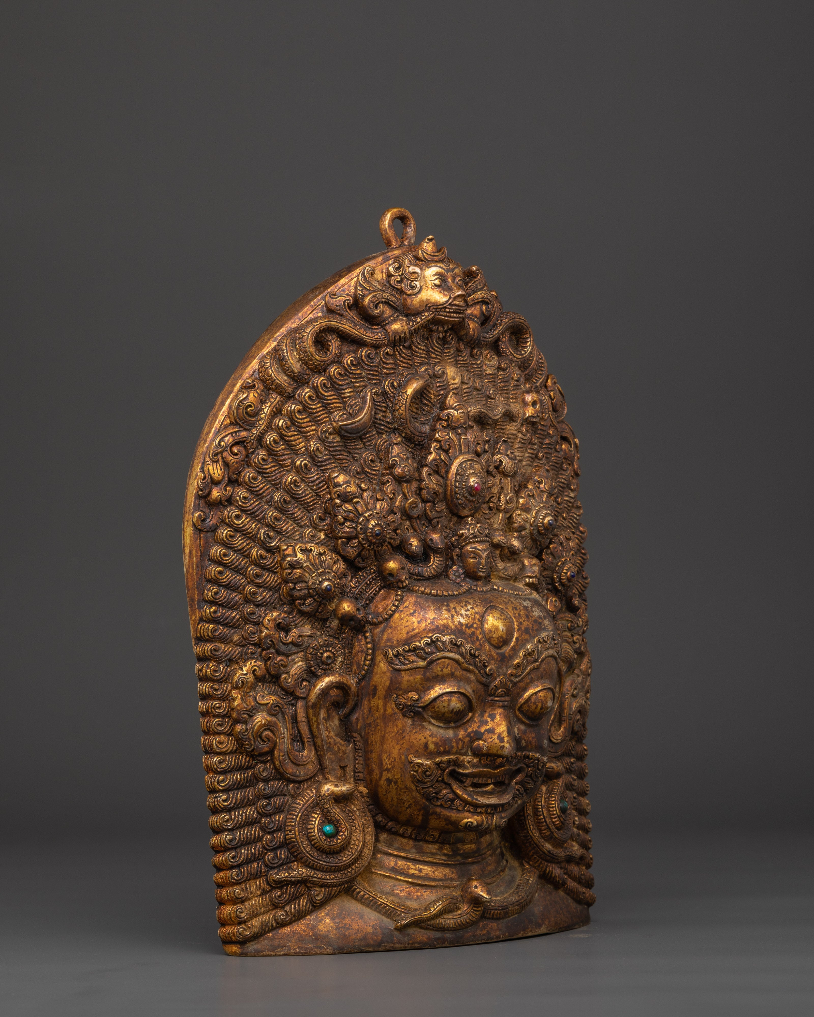 Mahakala Copper Wall Hanging | Fierce Protector Deity for Spiritual Strength