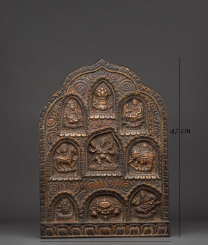 Handcrafted Buddhist Deities Plaque | Spiritual Relief Sculpture