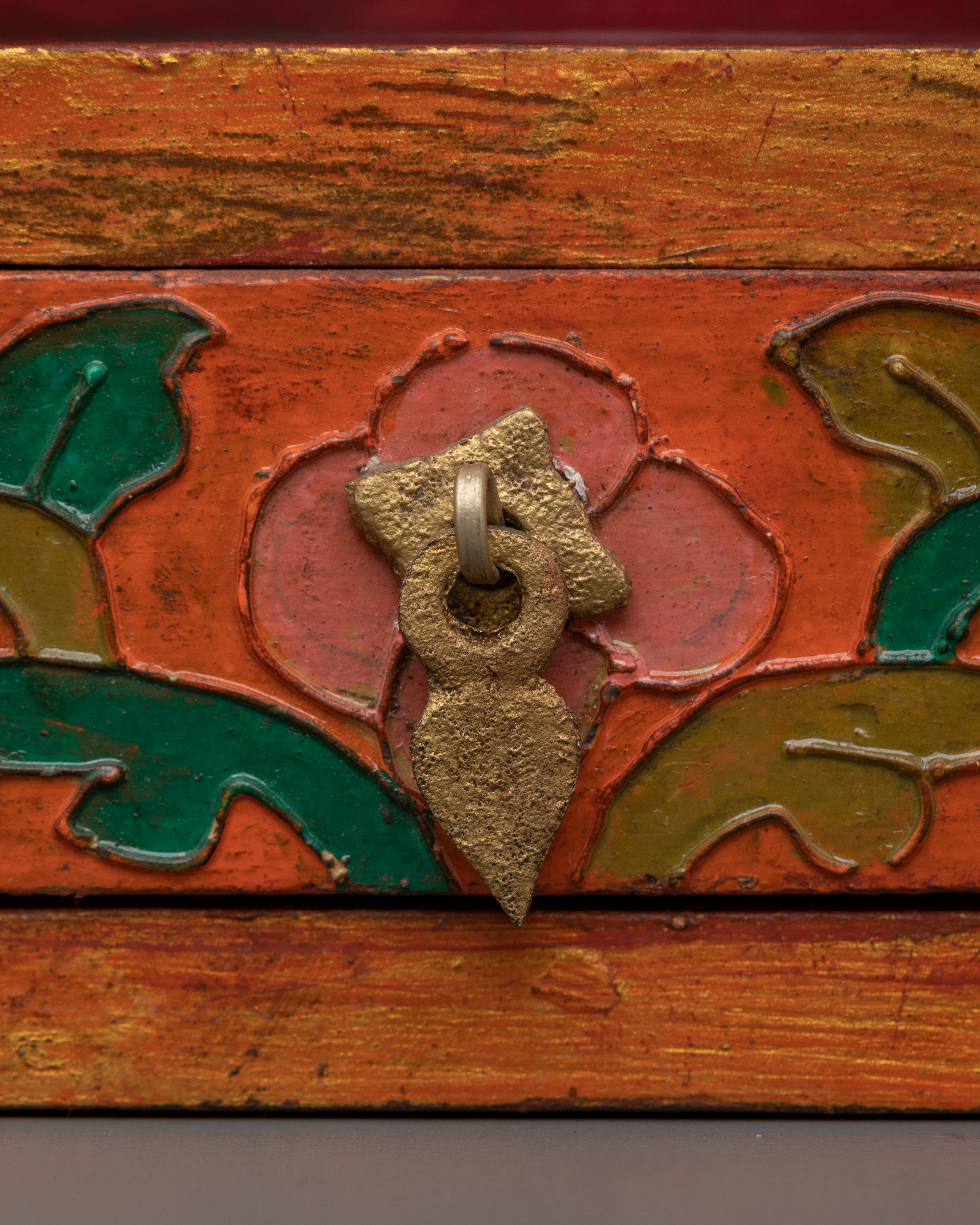 Handcrafted Wooden Altar Box | Intricate Floral Painted Shrine Box