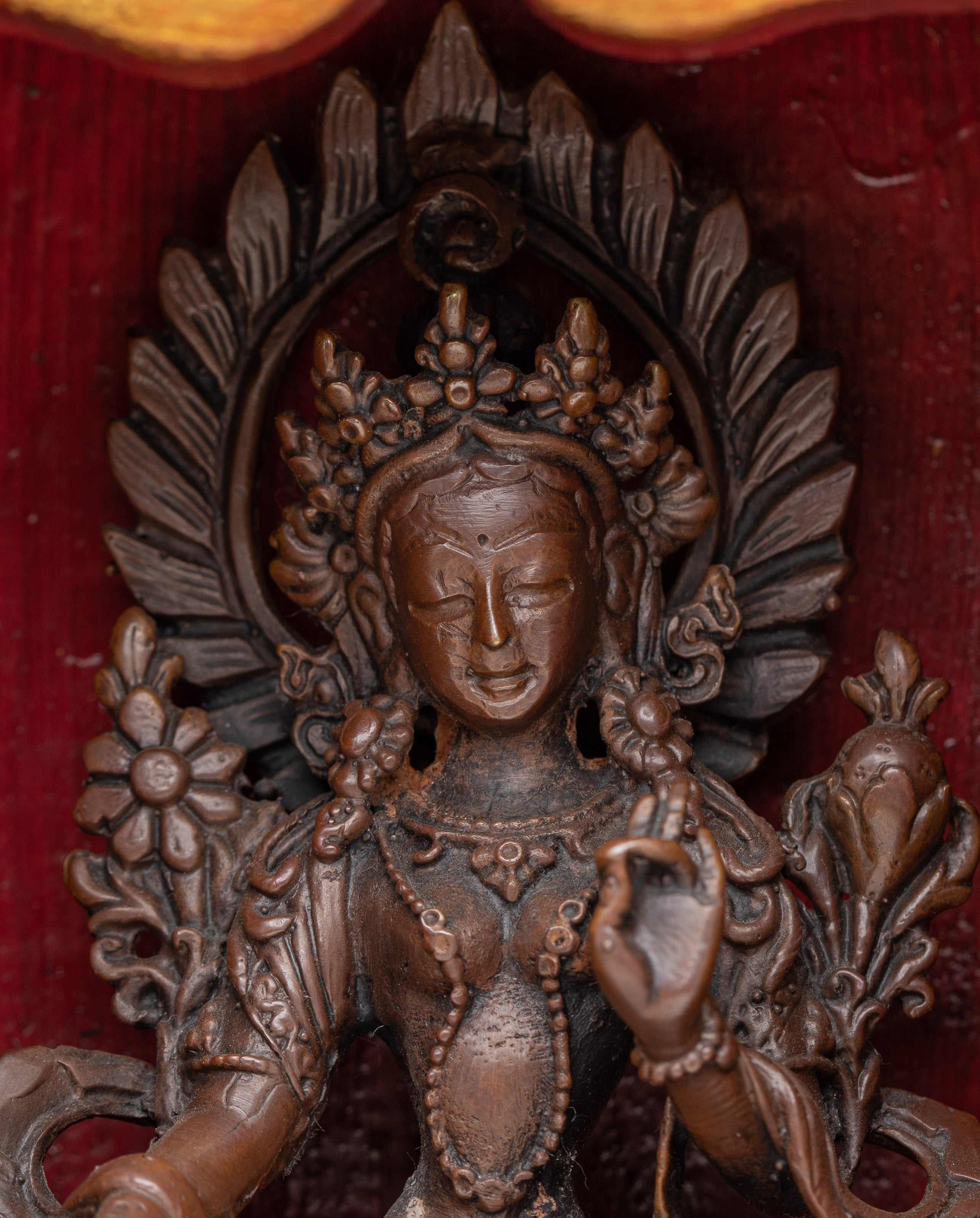 Handcrafted Green Tara Altar Box | A Sacred Tibetan Buddhist Shrine