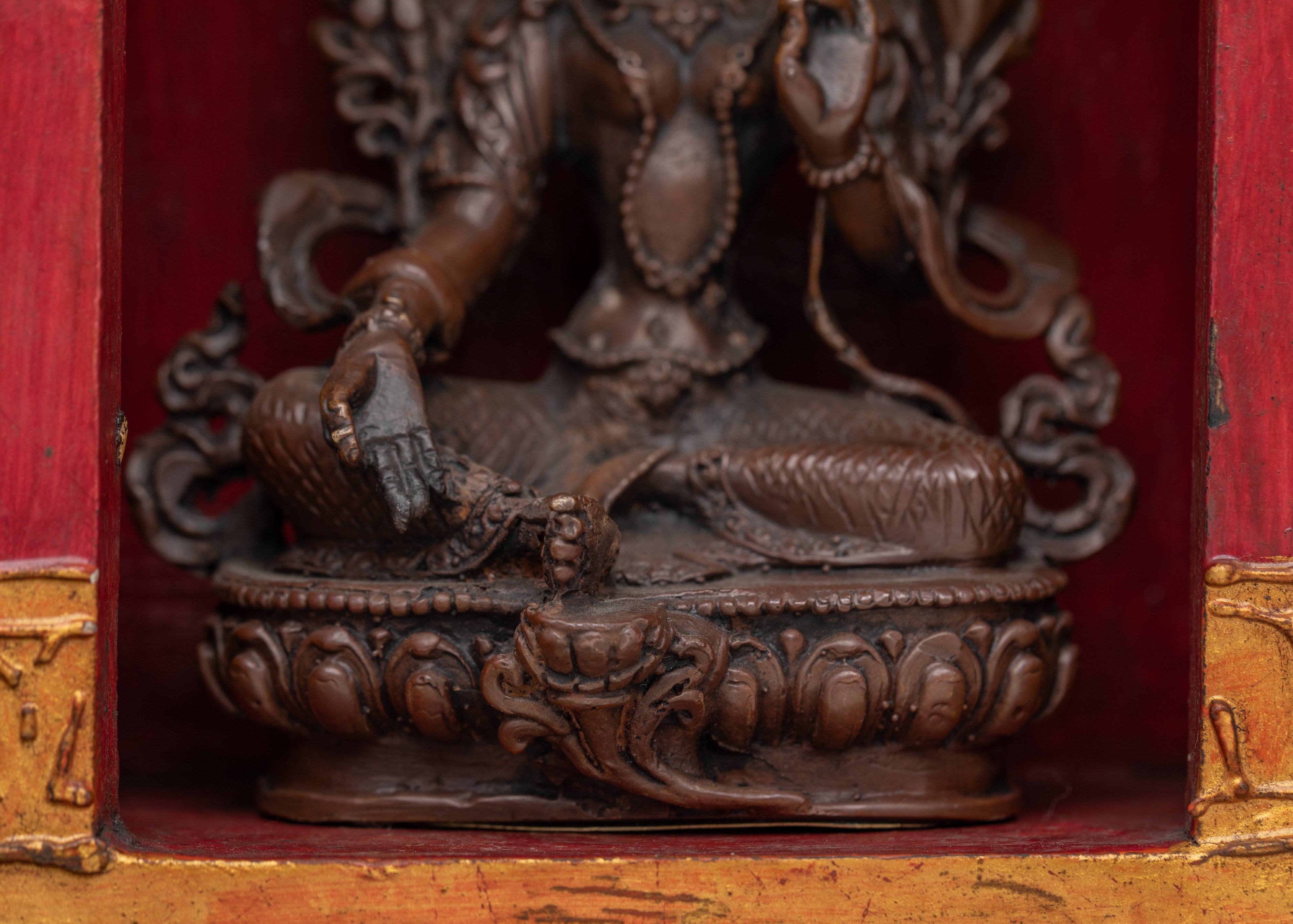 Handcrafted Green Tara Altar Box | A Sacred Tibetan Buddhist Shrine