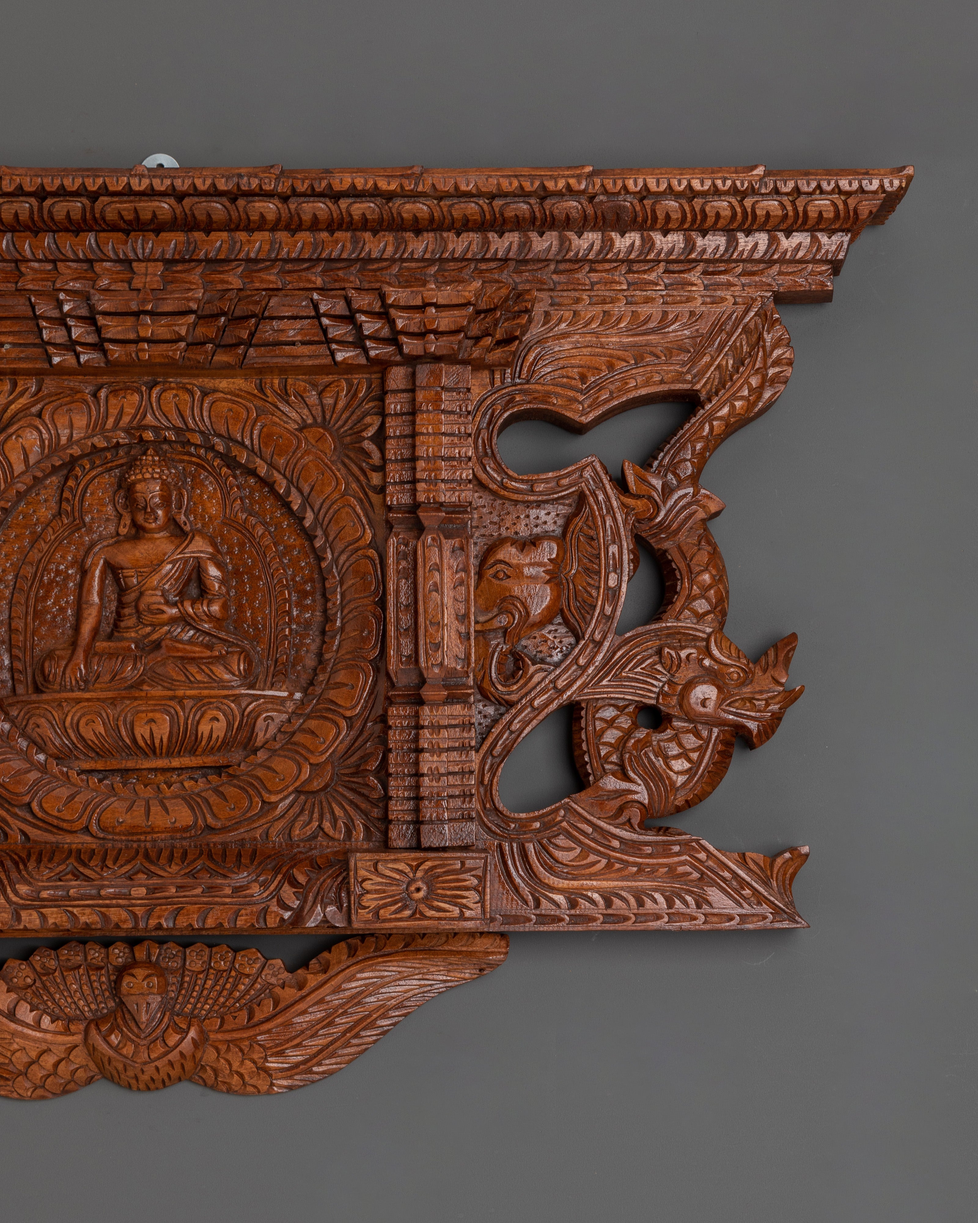 Shakyamuni Buddha Engraved Wall Hanging | Adina Wood Spiritual Home Decor