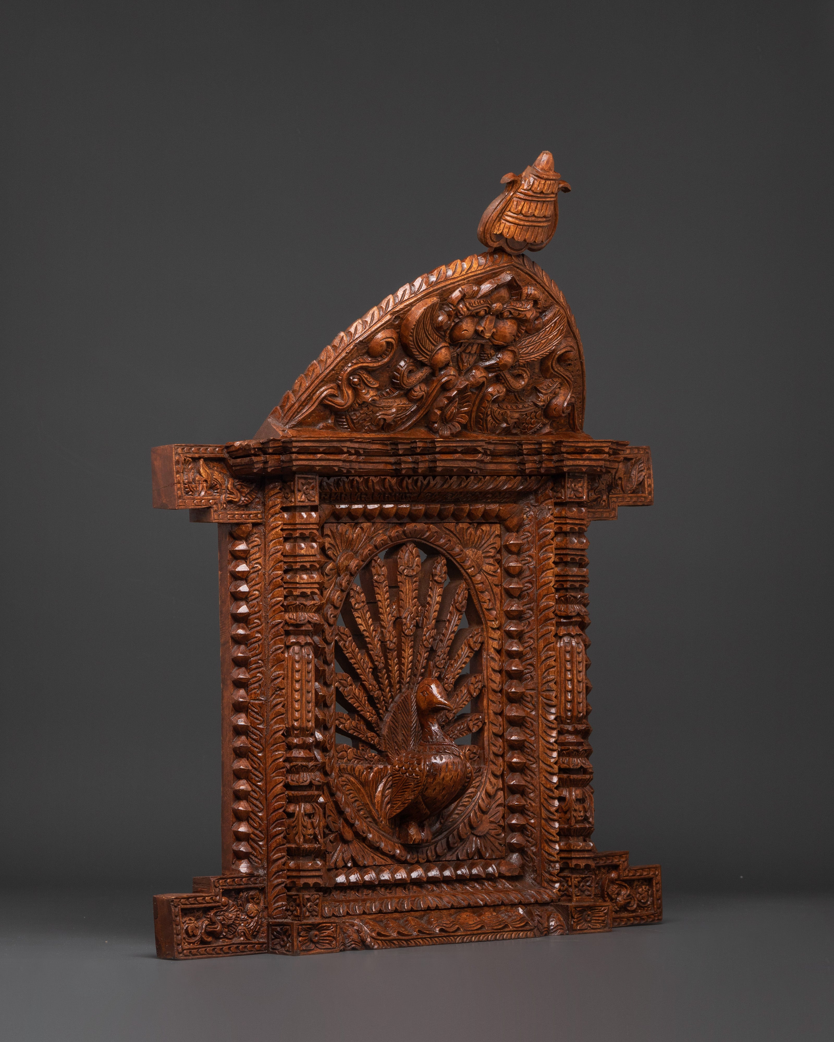 Hand-Carved Peacock Wall Art | Unique Adina Wood Sculpture