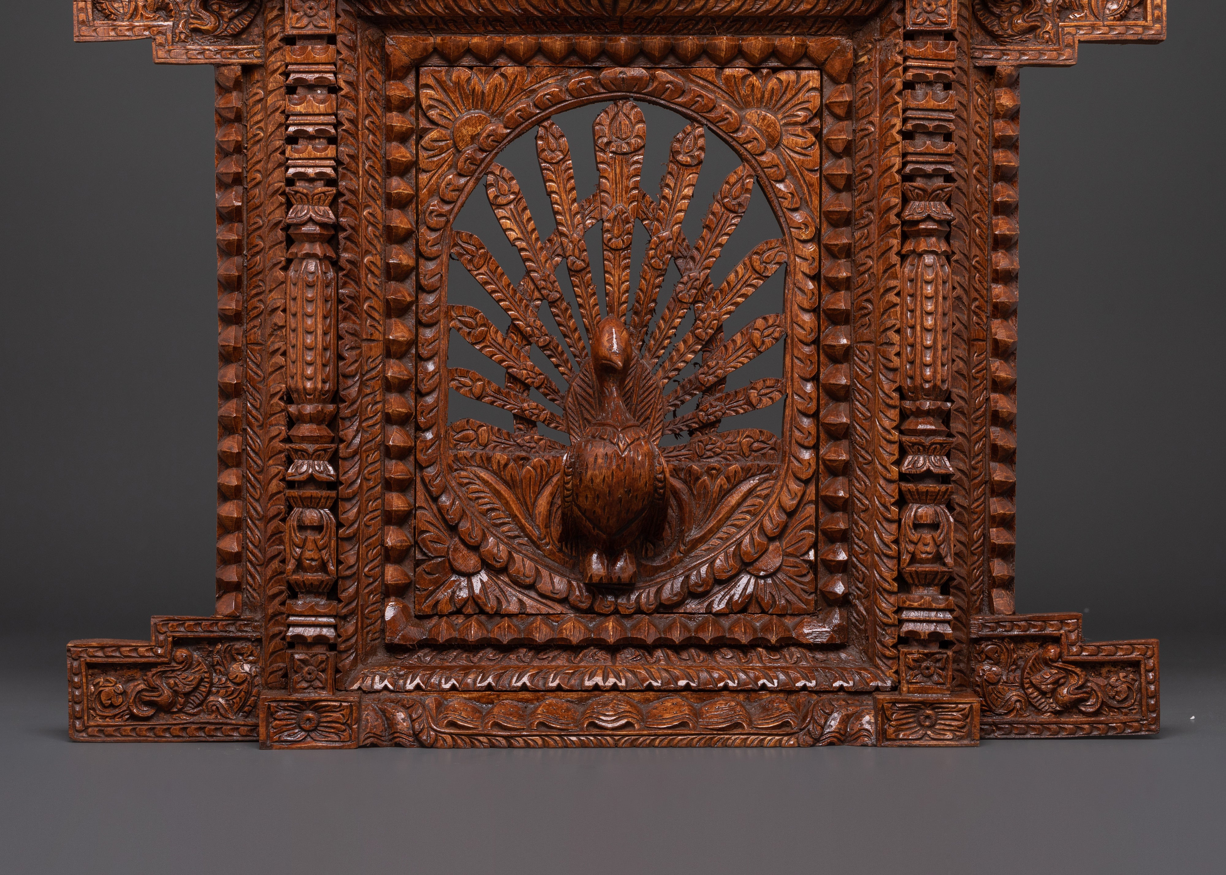 Hand-Carved Peacock Wall Art | Unique Adina Wood Sculpture