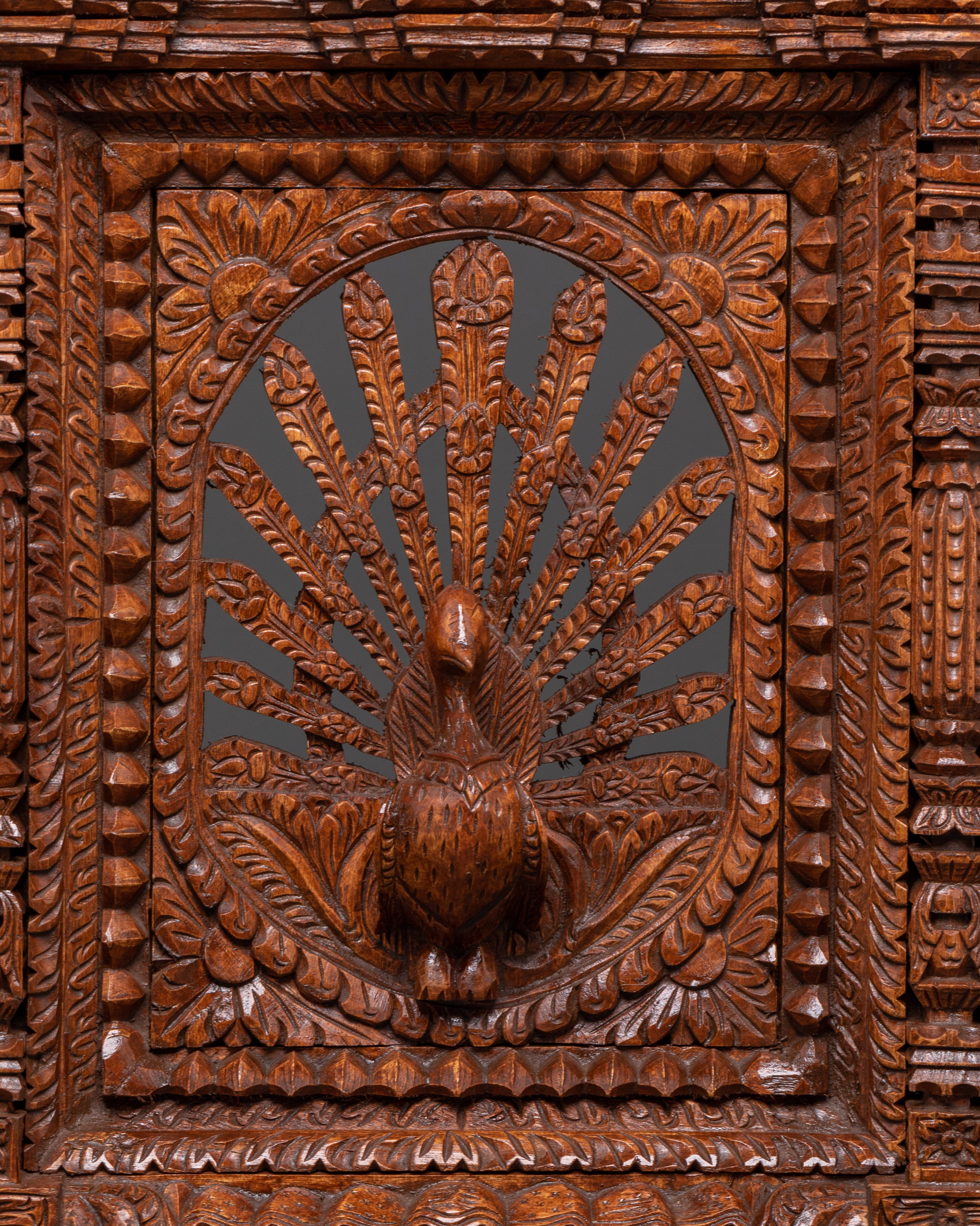 Hand-Carved Peacock Wall Art | Unique Adina Wood Sculpture