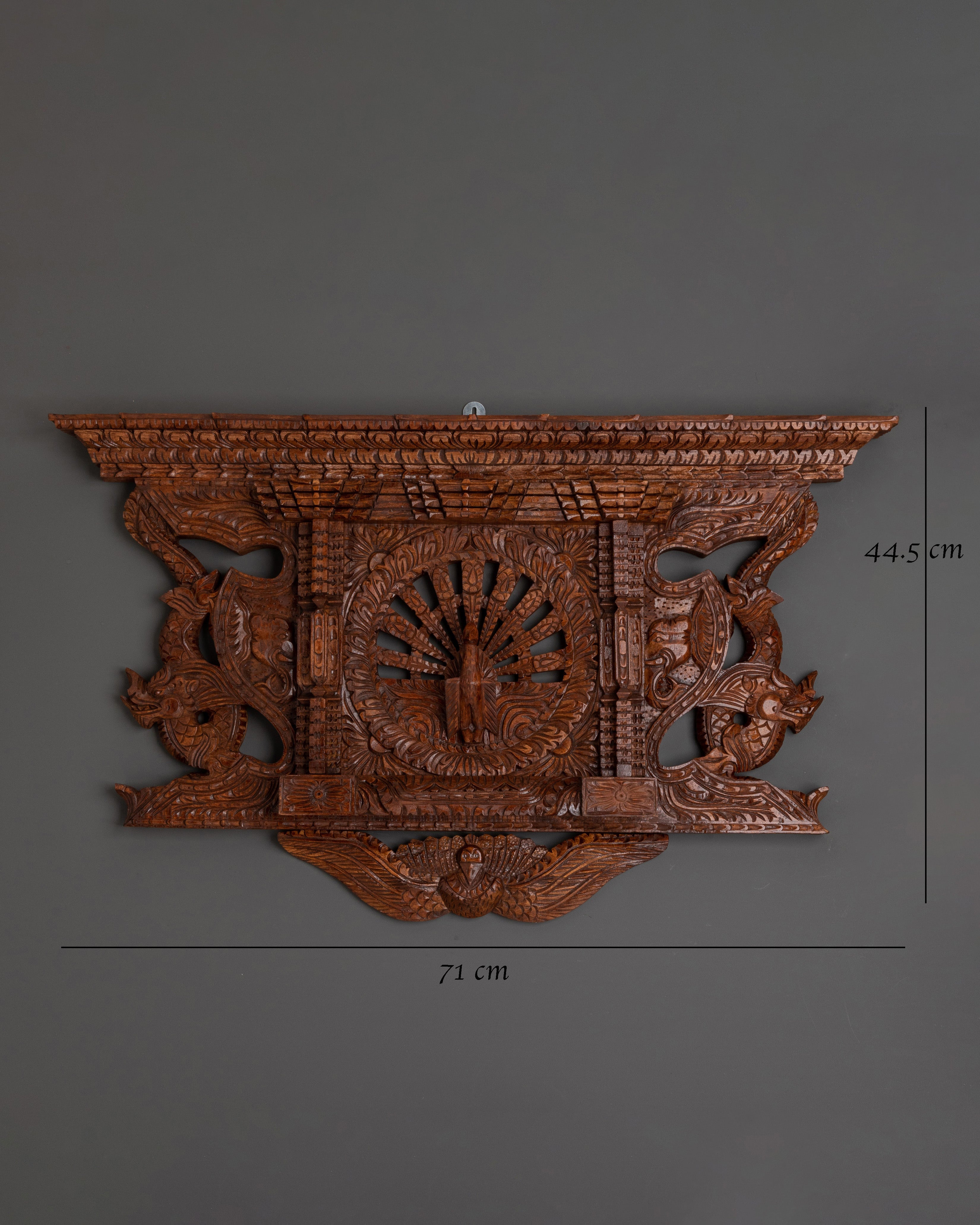 Hand-Carved Peacock Adina Wood Wall Art | Traditional Home Decor Sculpture