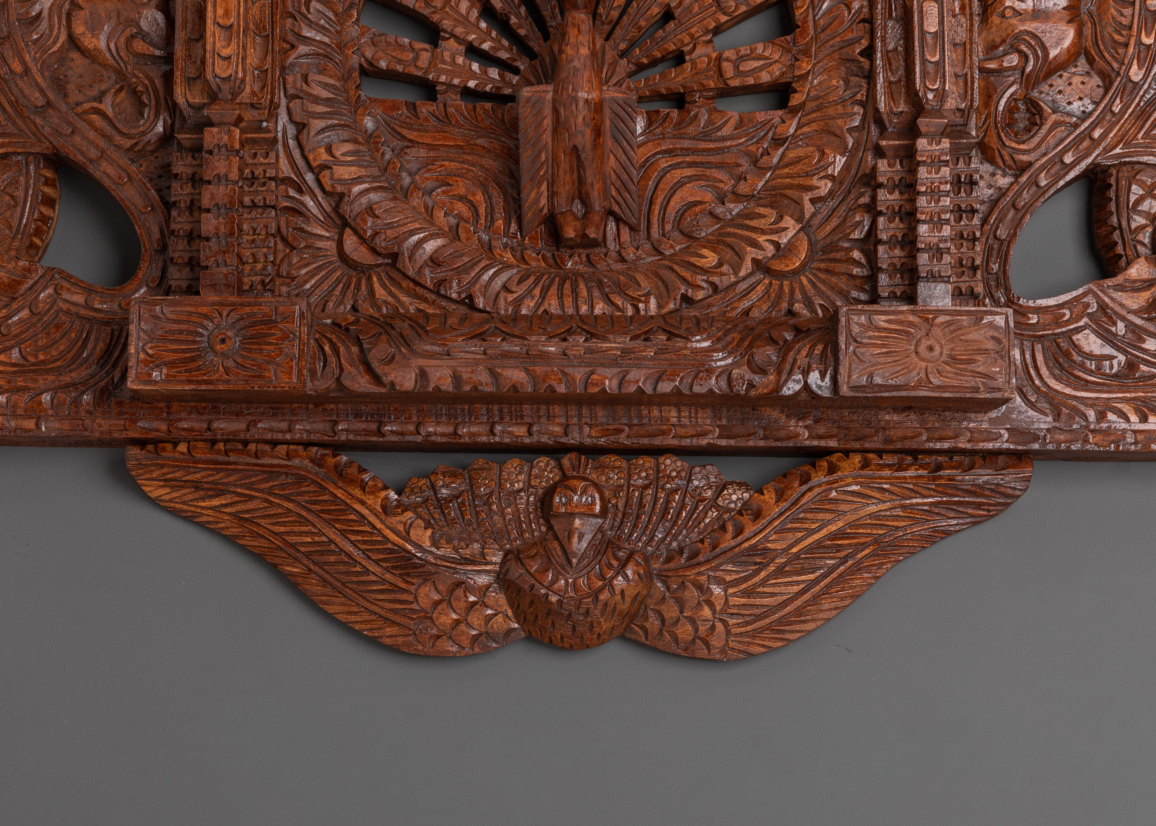 Hand-Carved Peacock Adina Wood Wall Art | Traditional Home Decor Sculpture