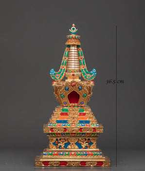 Himalayan Buddhist Copper Stupa | Sacred Shrine Decor