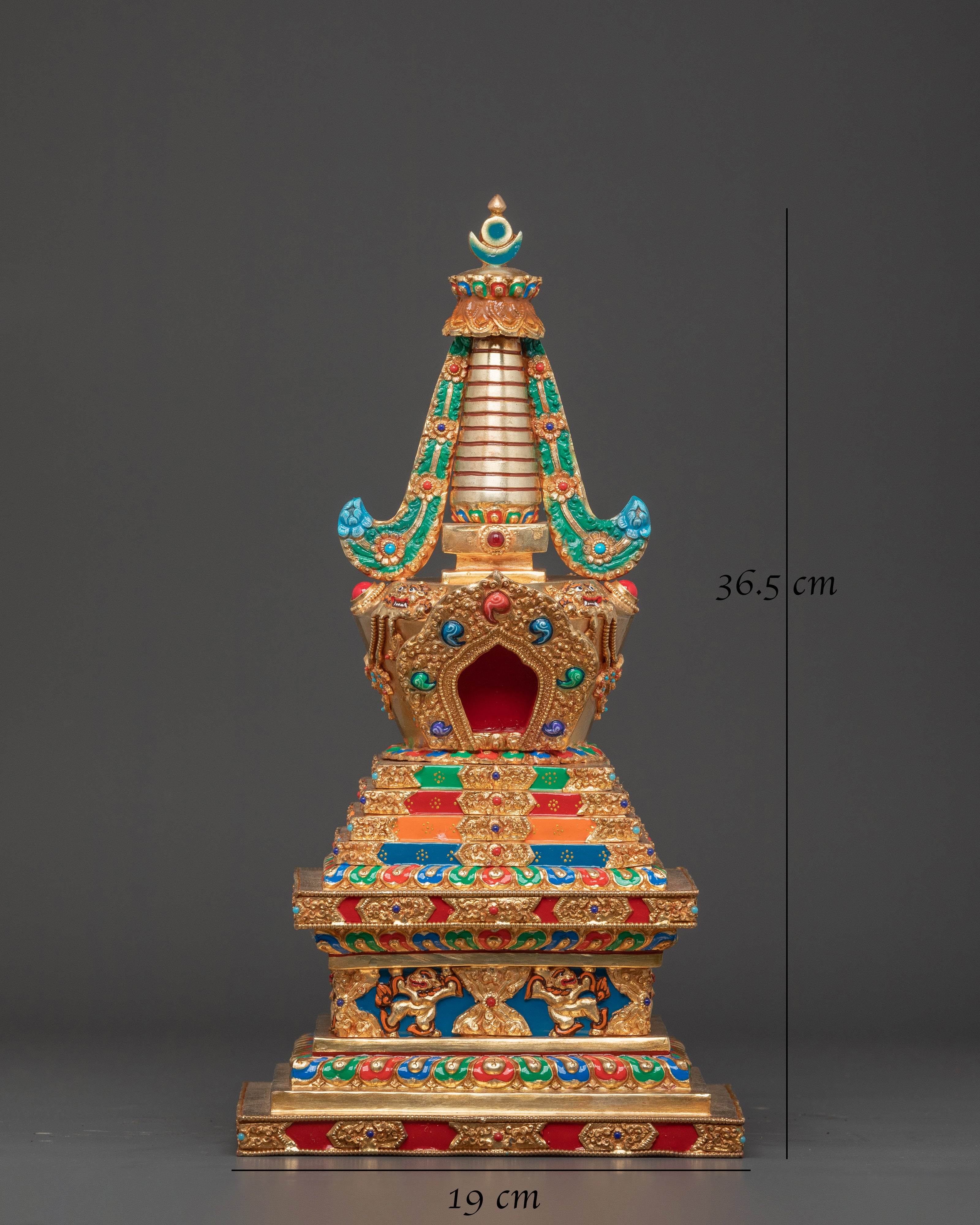 Himalayan Buddhist Copper Stupa | Sacred Shrine Decor