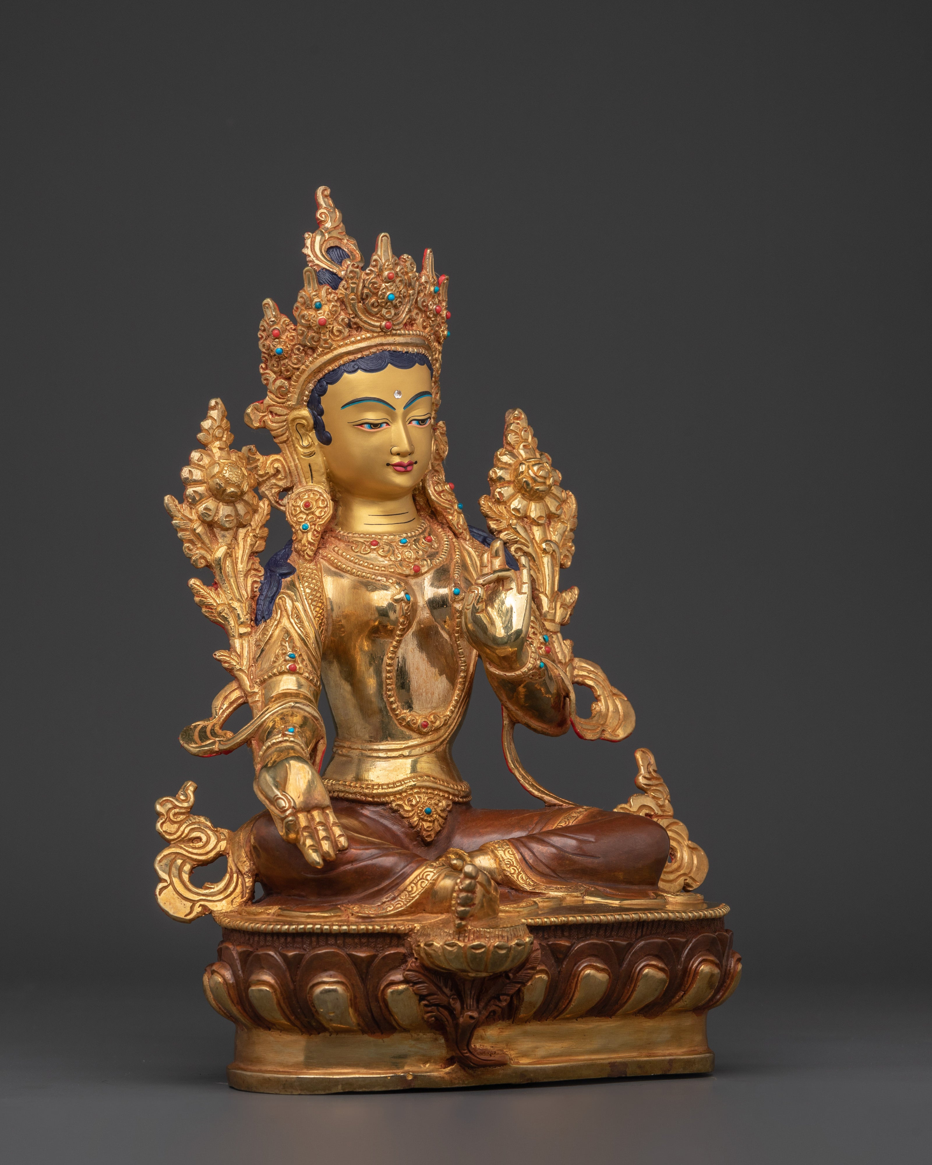 Green Tara Spiritual Artwork | Tibetan Buddha Goddess Statue