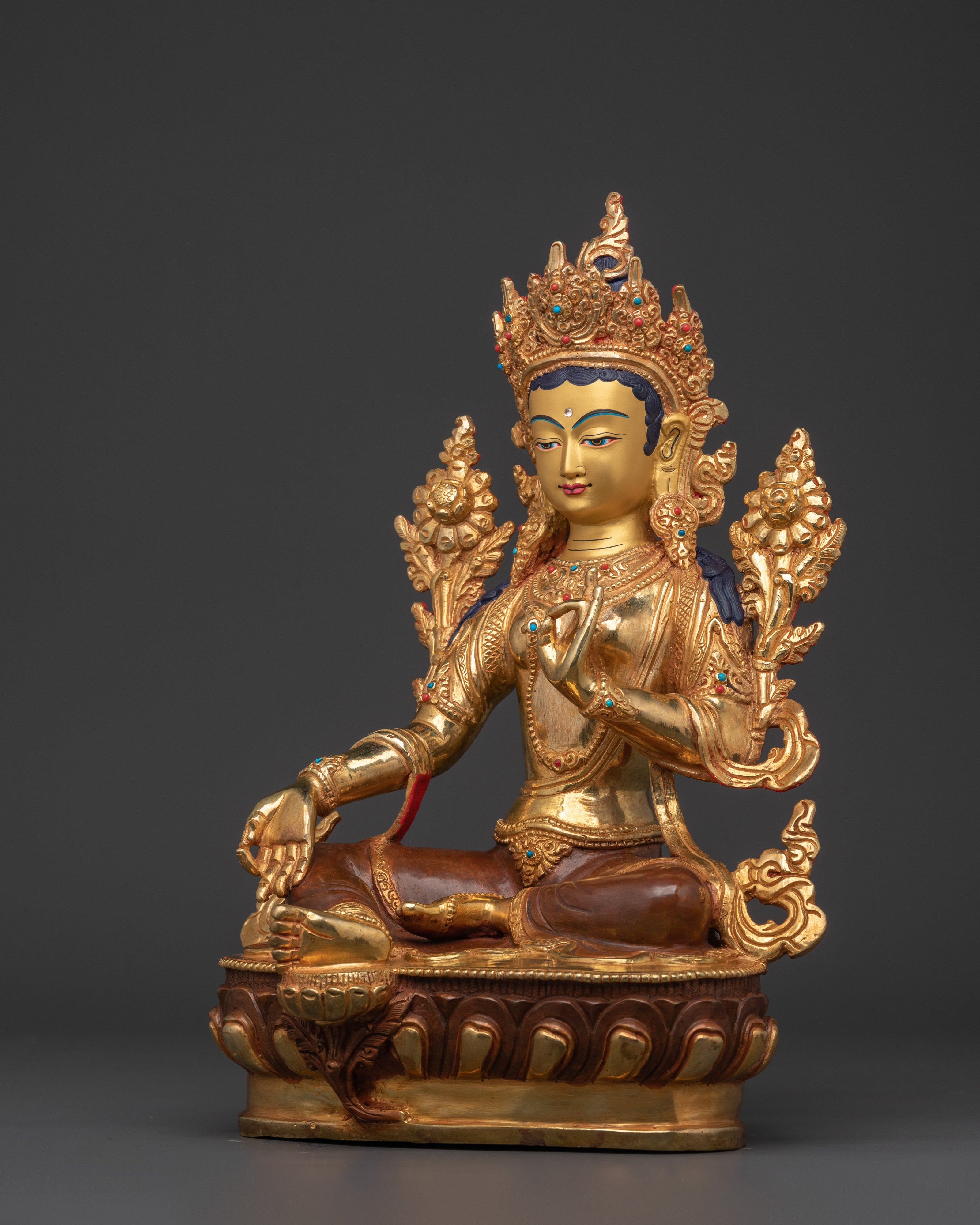 Green Tara Spiritual Artwork | Tibetan Buddha Goddess Statue