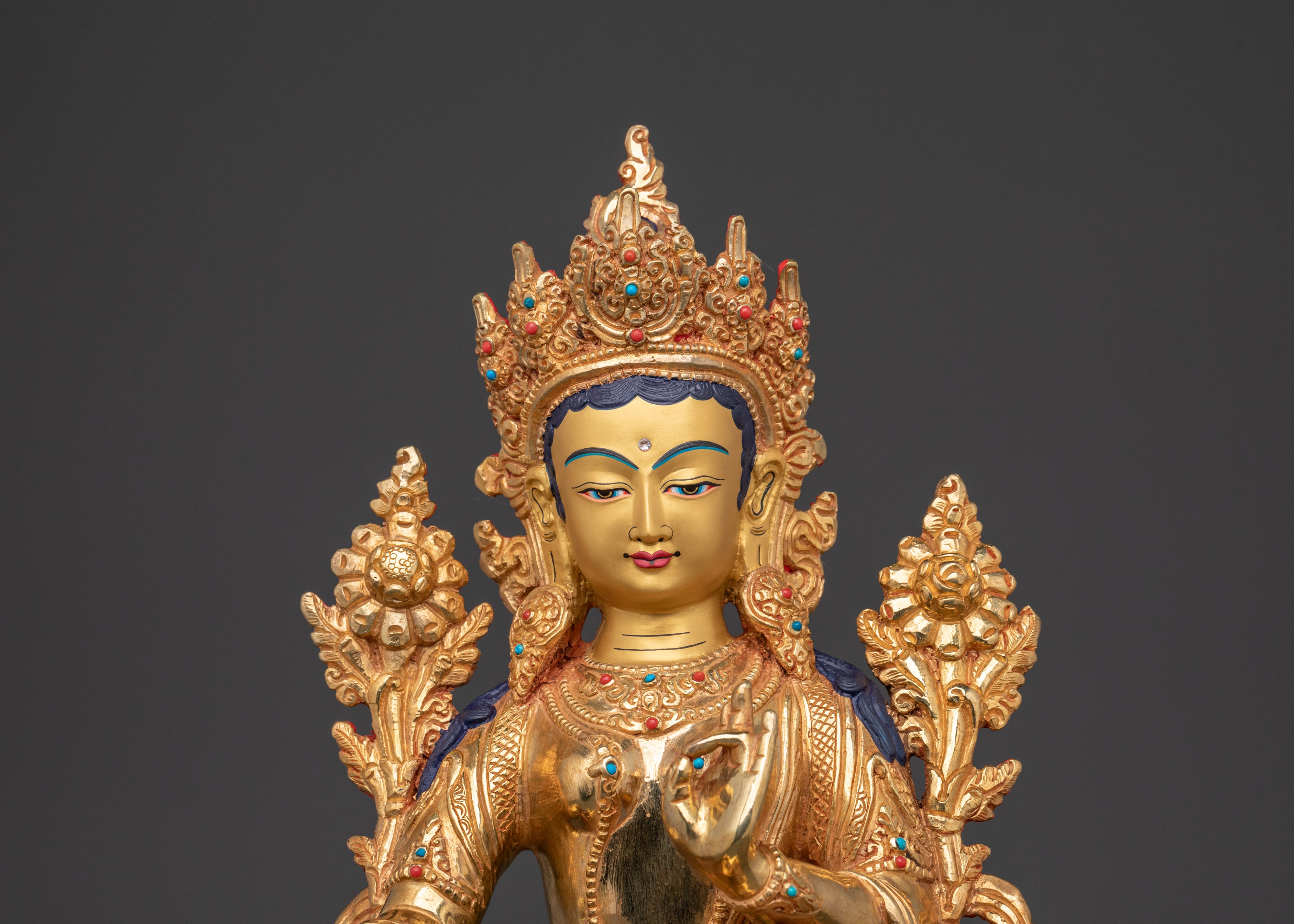 Green Tara Spiritual Artwork | Tibetan Buddha Goddess Statue