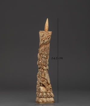 Ritual Yak Bone Stamp |  24.5cm Handcrafted Tibetan Spiritual Tool