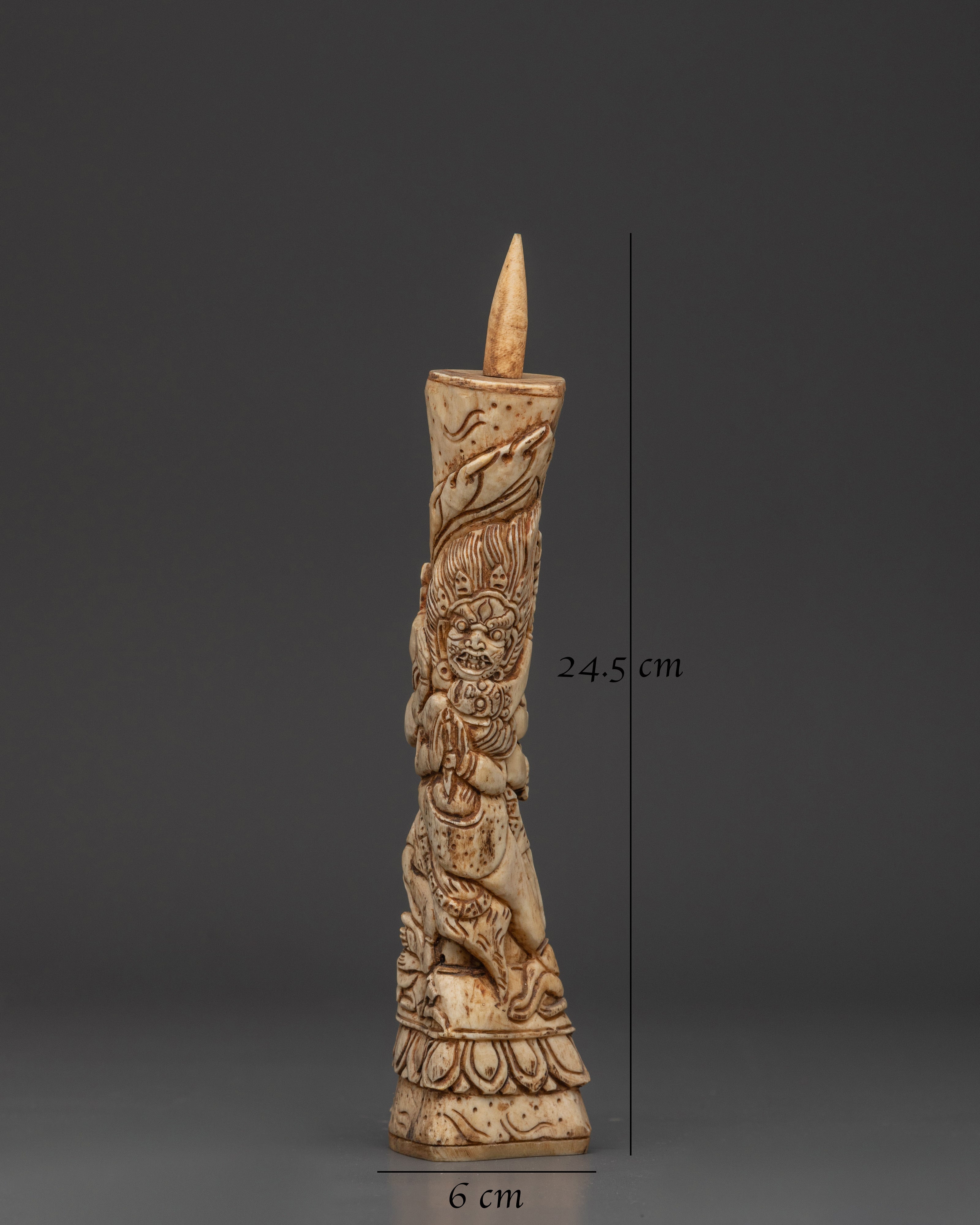 Ritual Yak Bone Stamp |  24.5cm Handcrafted Tibetan Spiritual Tool