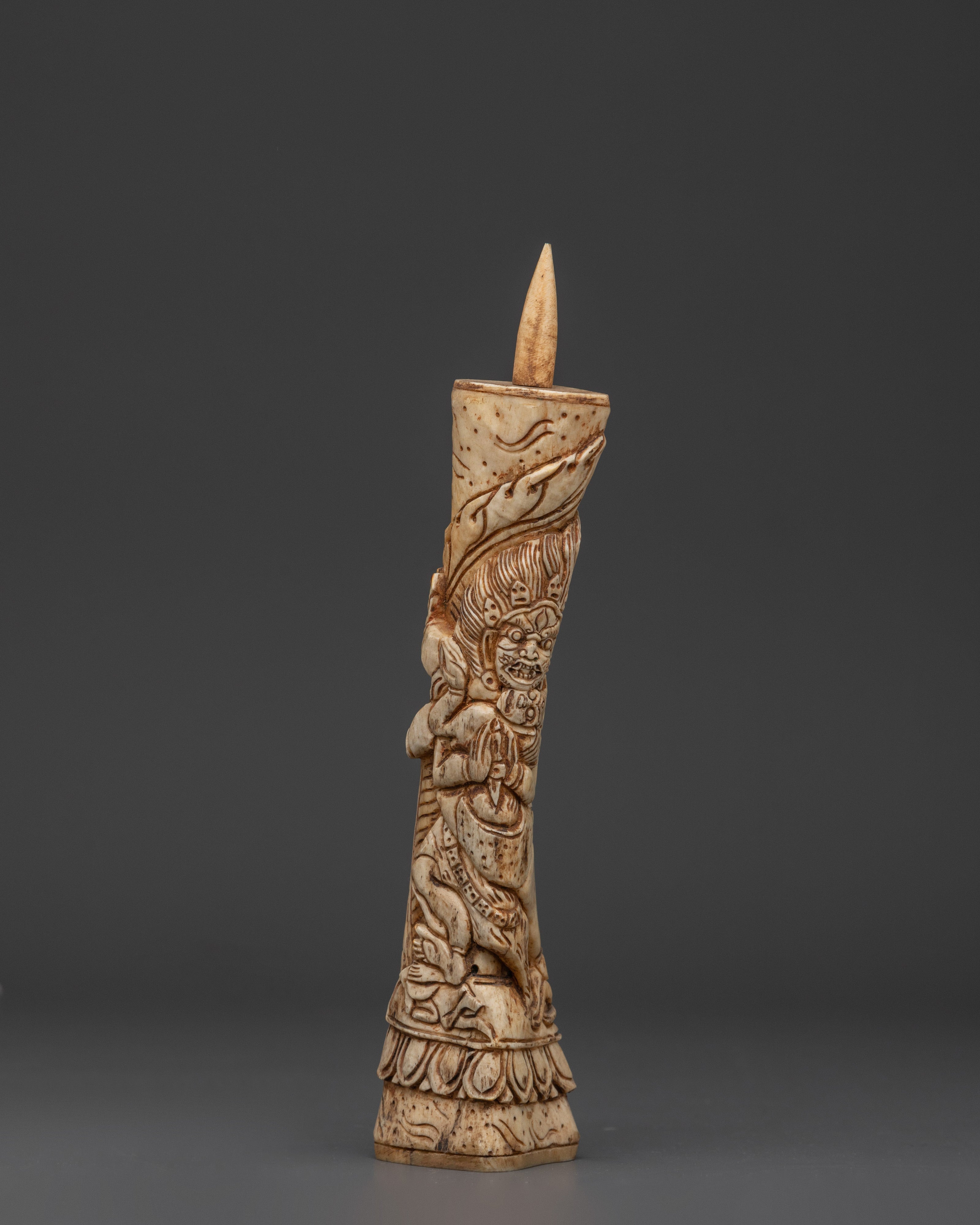 Ritual Yak Bone Stamp |  24.5cm Handcrafted Tibetan Spiritual Tool