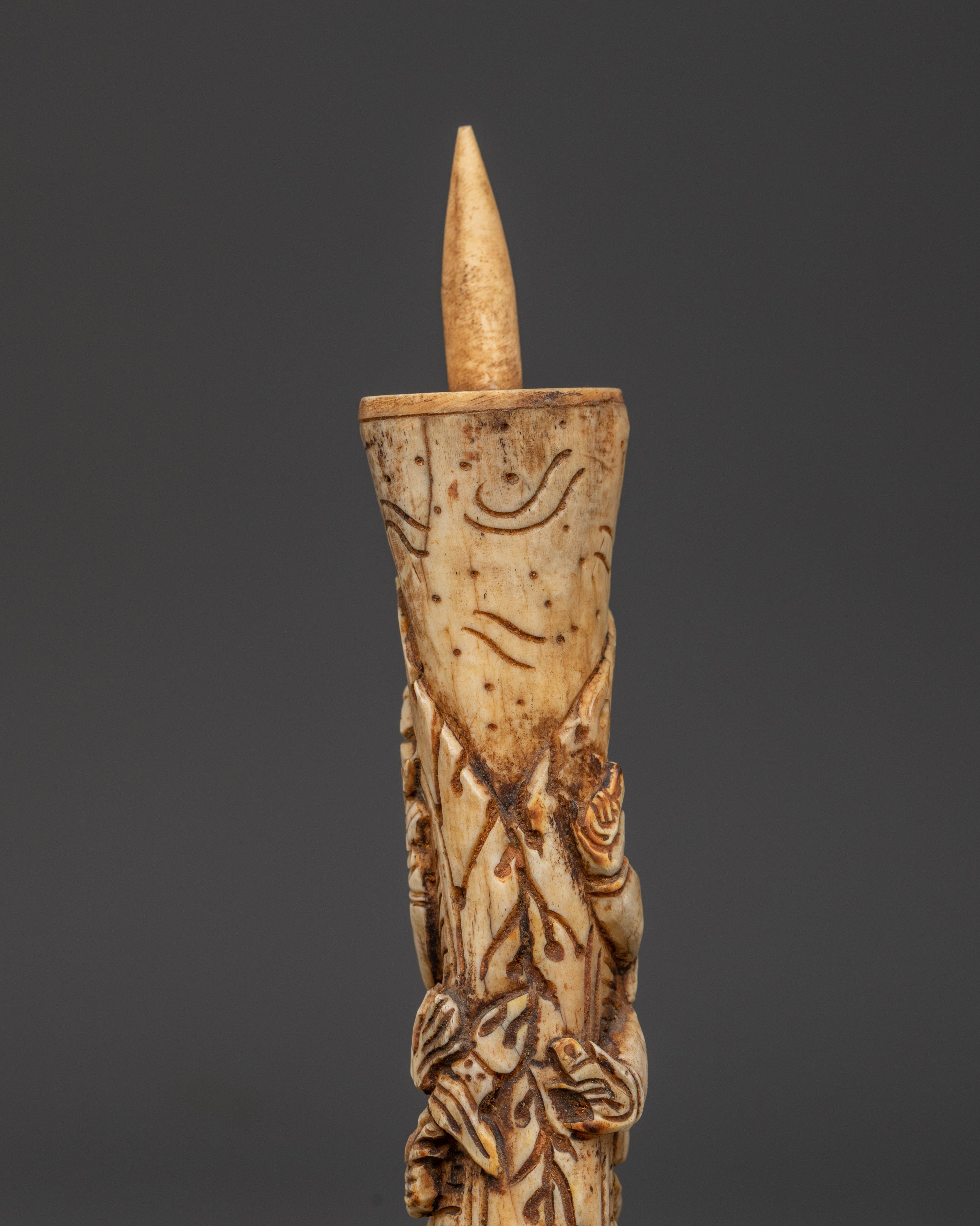 Ritual Yak Bone Stamp |  24.5cm Handcrafted Tibetan Spiritual Tool
