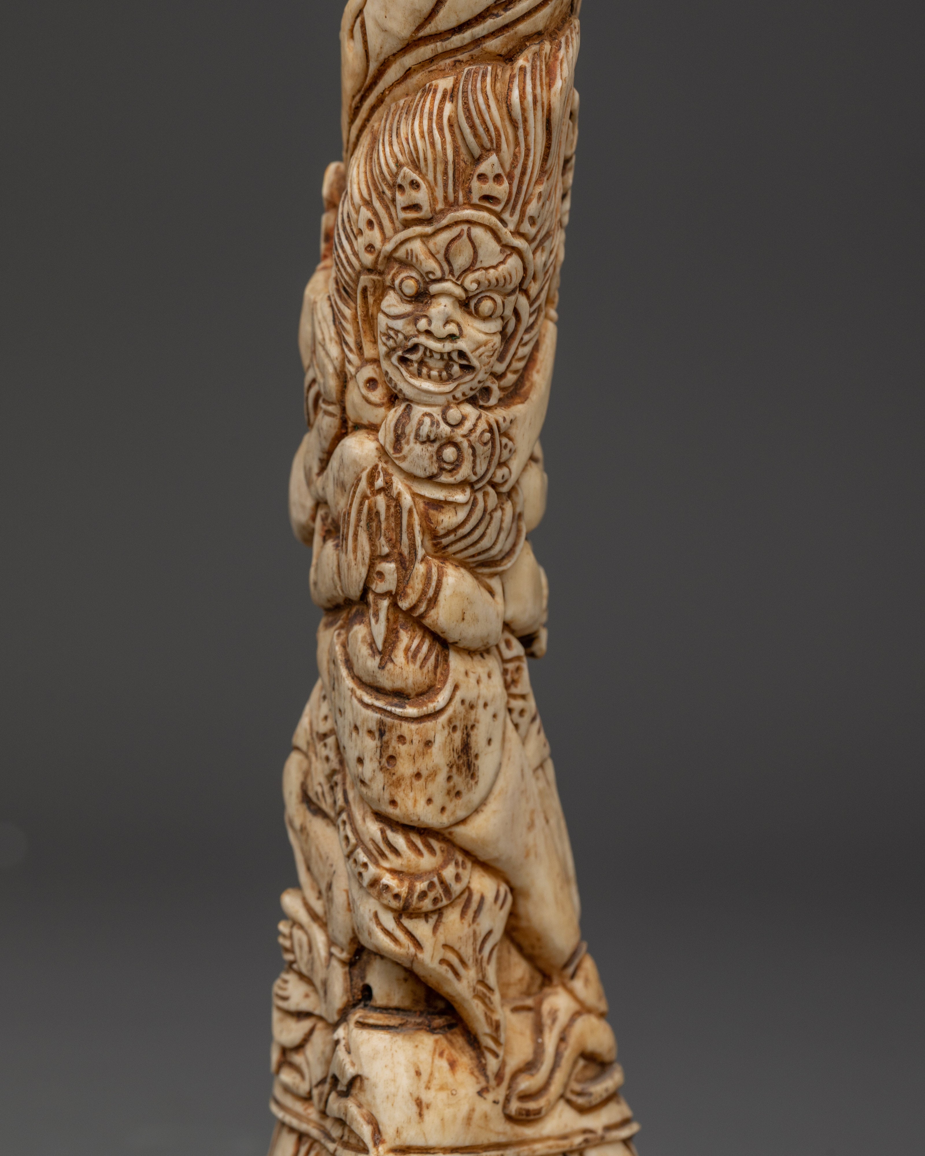 Ritual Yak Bone Stamp |  24.5cm Handcrafted Tibetan Spiritual Tool