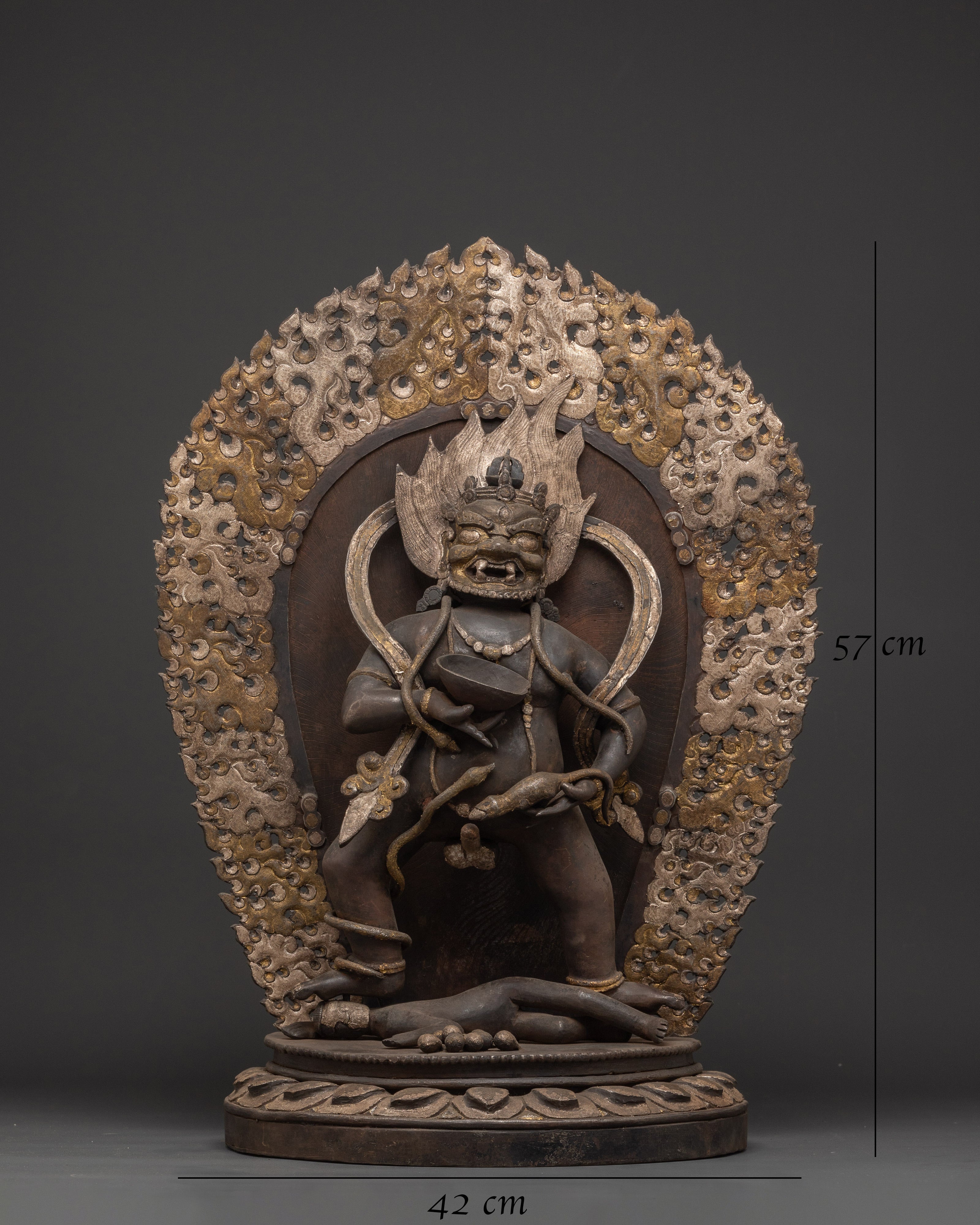 Handcrafted Iron Black Dzambhala Statue | For Prosperity, Power & Tibetan Ritual Practice