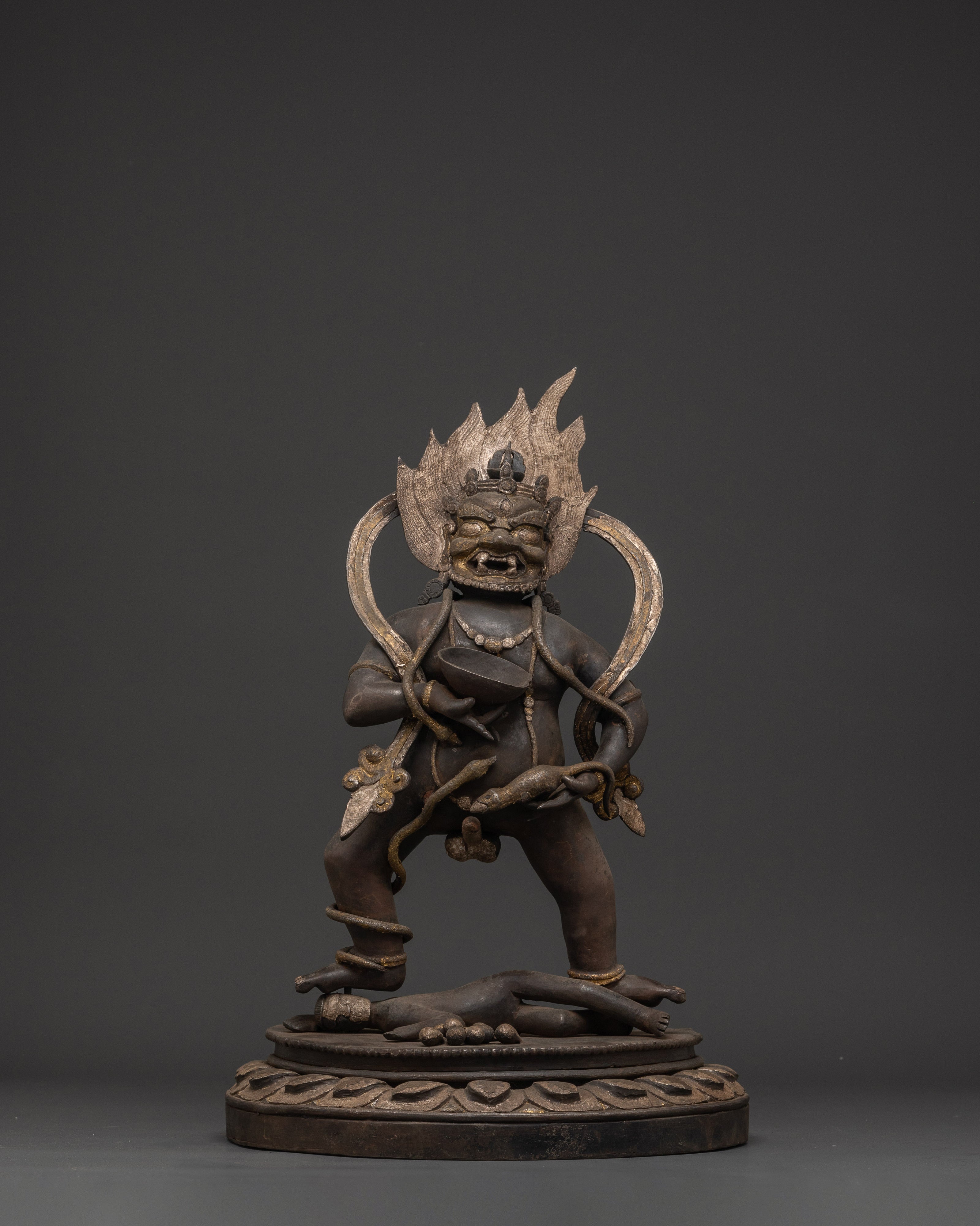 Handcrafted Iron Black Dzambhala Statue | For Prosperity, Power & Tibetan Ritual Practice