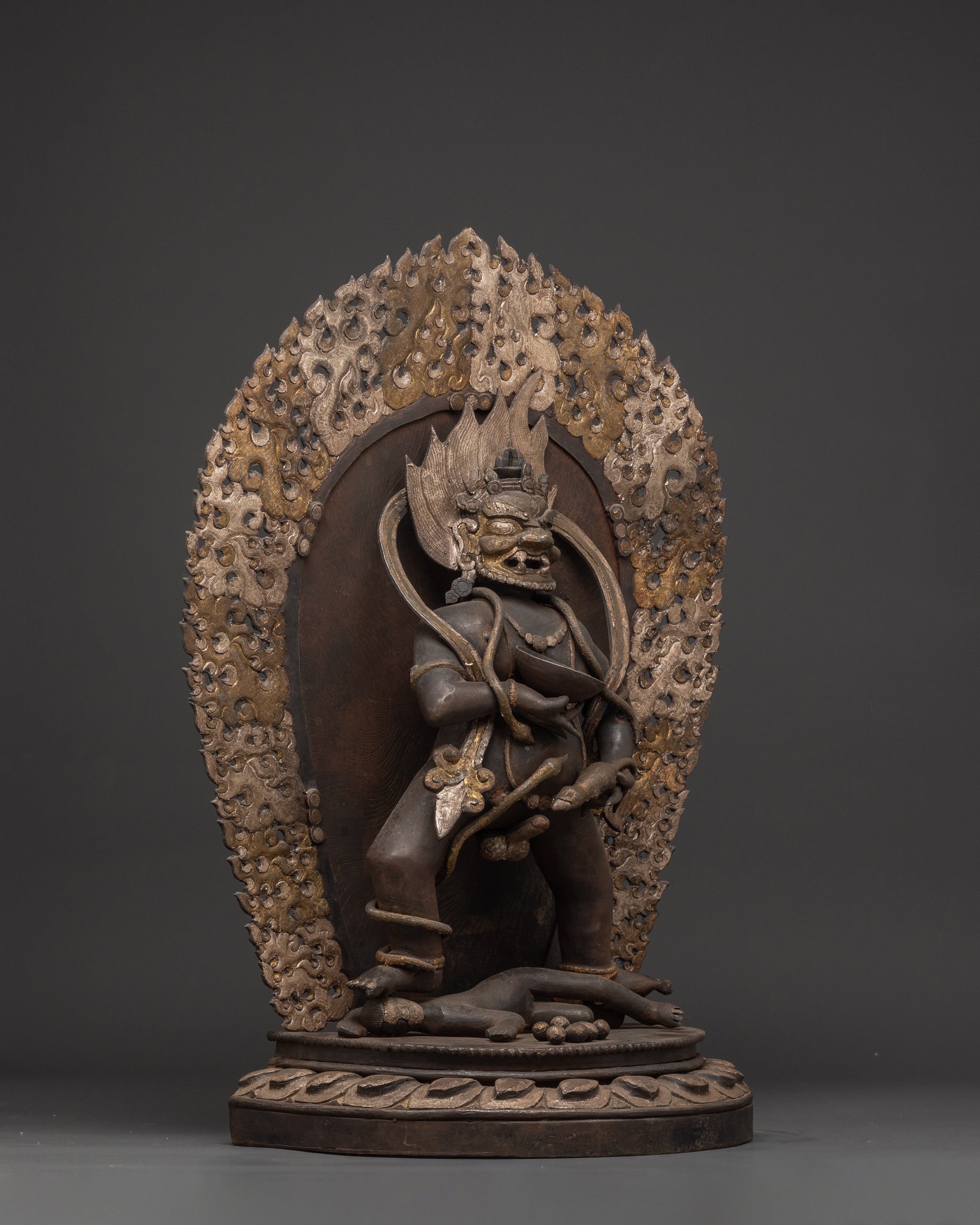 Handcrafted Iron Black Dzambhala Statue | For Prosperity, Power & Tibetan Ritual Practice