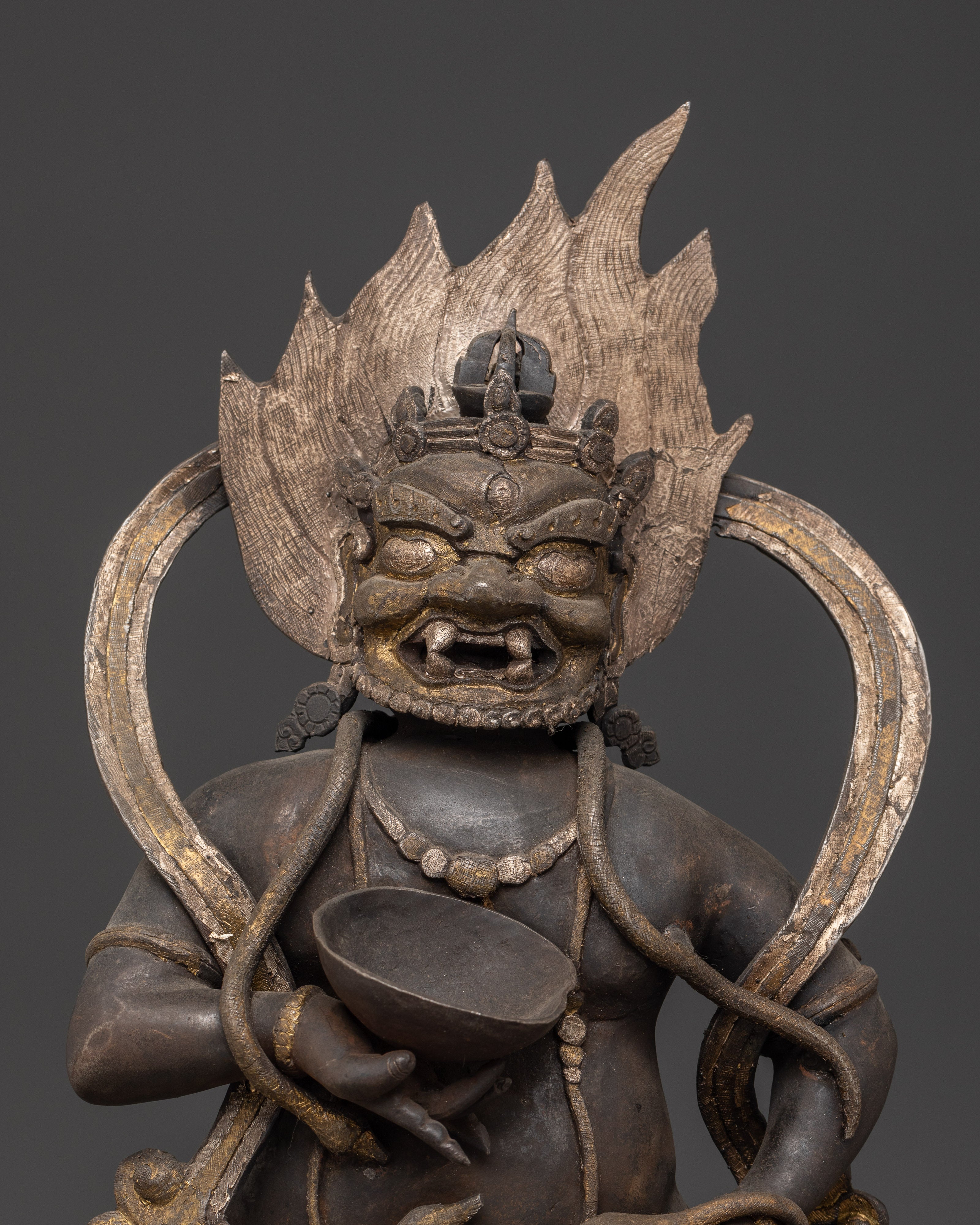 Handcrafted Iron Black Dzambhala Statue | For Prosperity, Power & Tibetan Ritual Practice