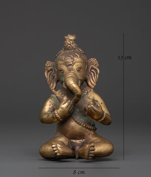 God of wisdom Ganesh figurine | 13cm, Brass Body