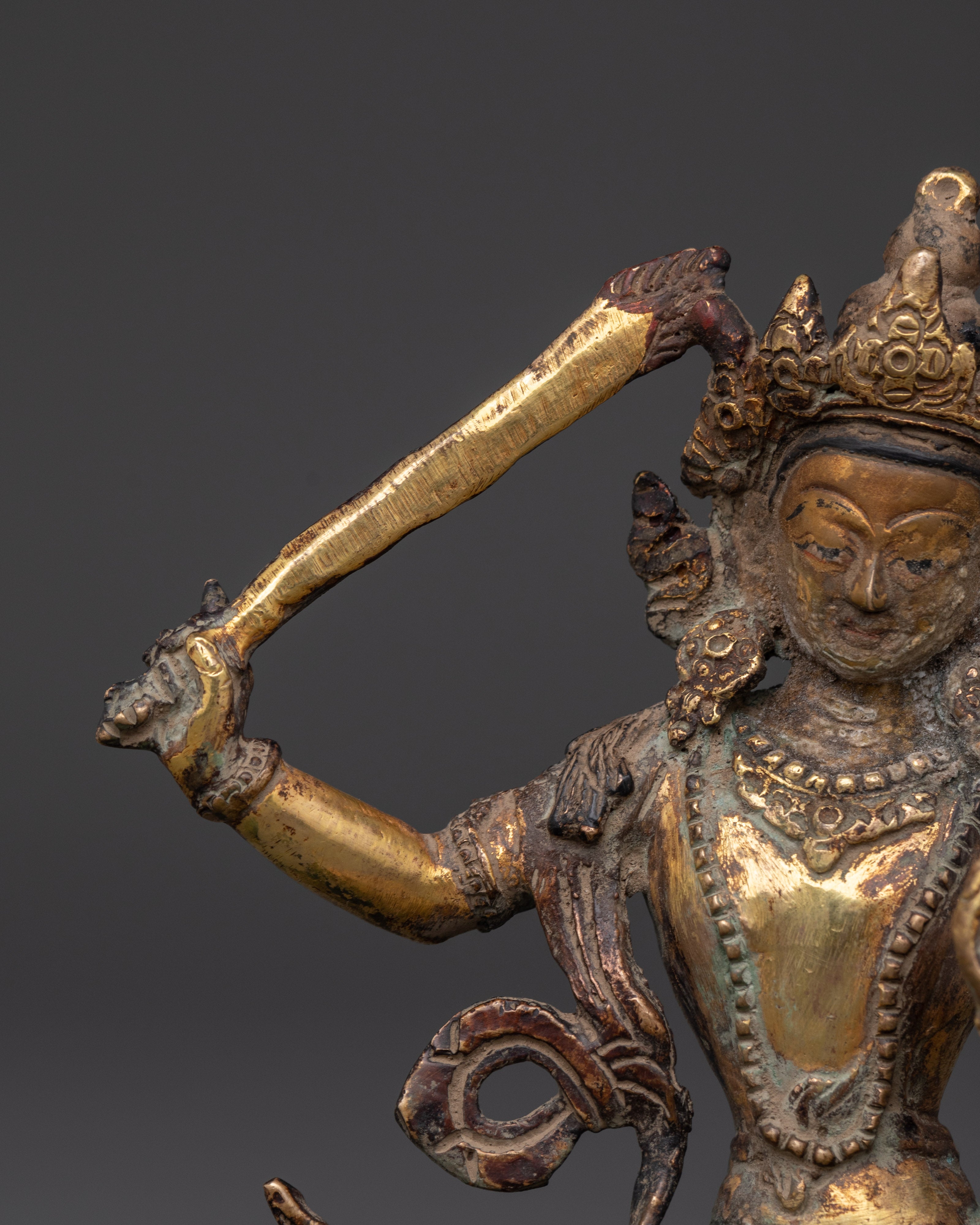 Manjushri Brass Protection Statue