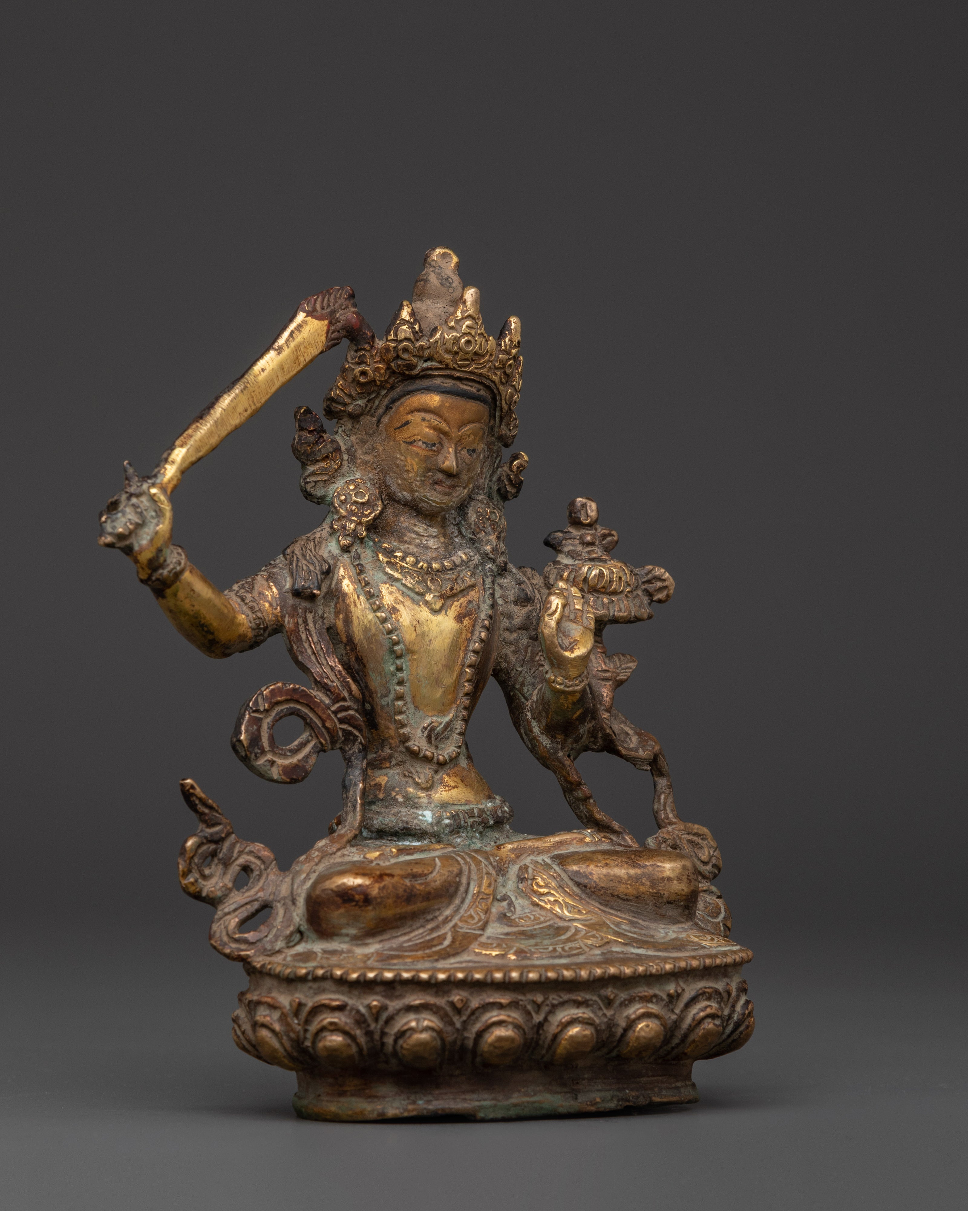 Manjushri Brass Protection Statue