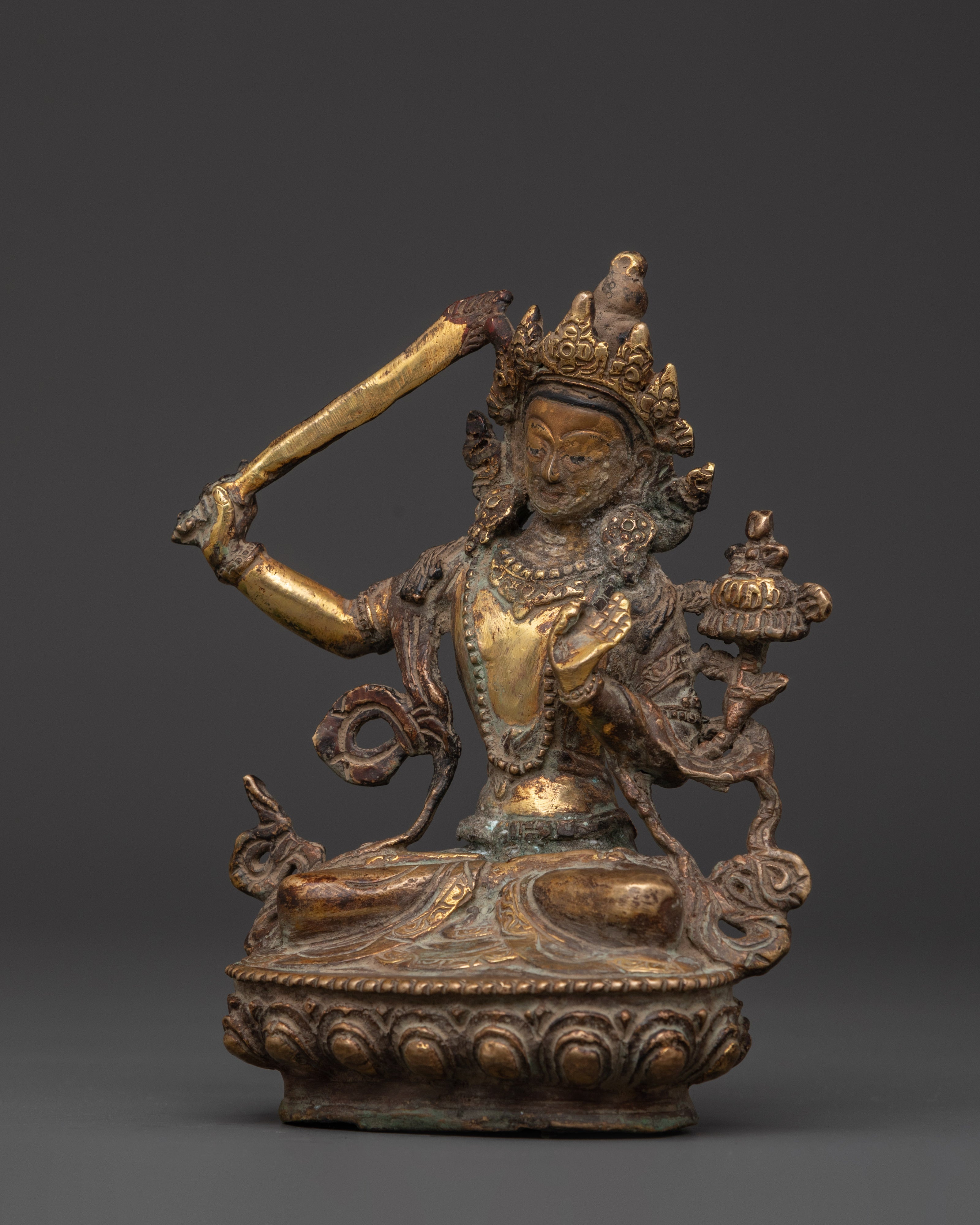 Manjushri Brass Protection Statue