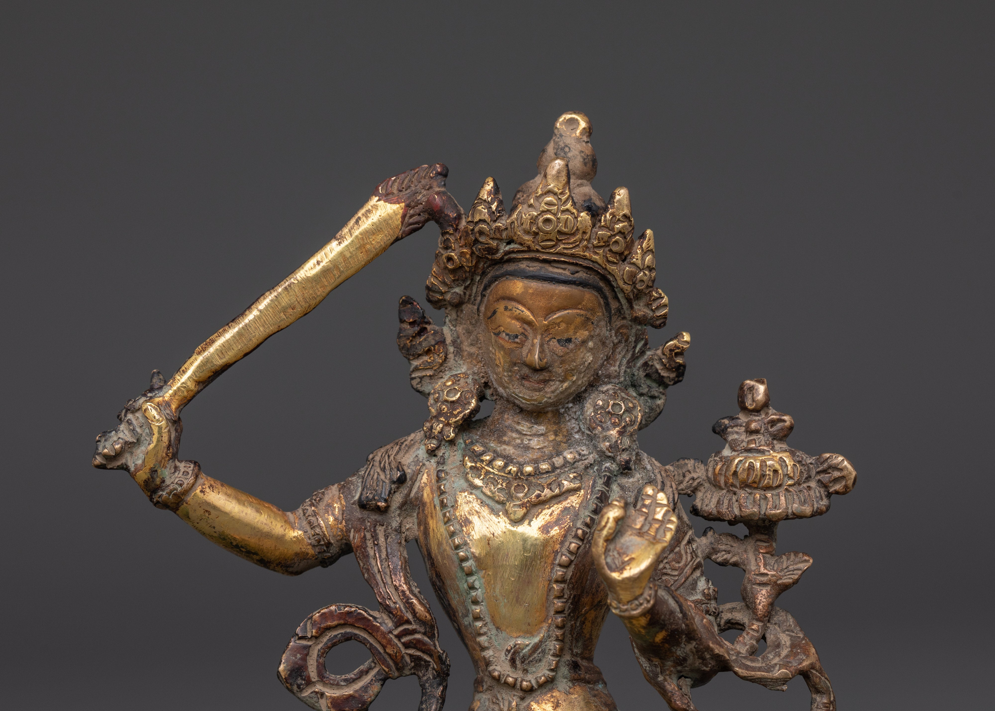 Manjushri Brass Protection Statue
