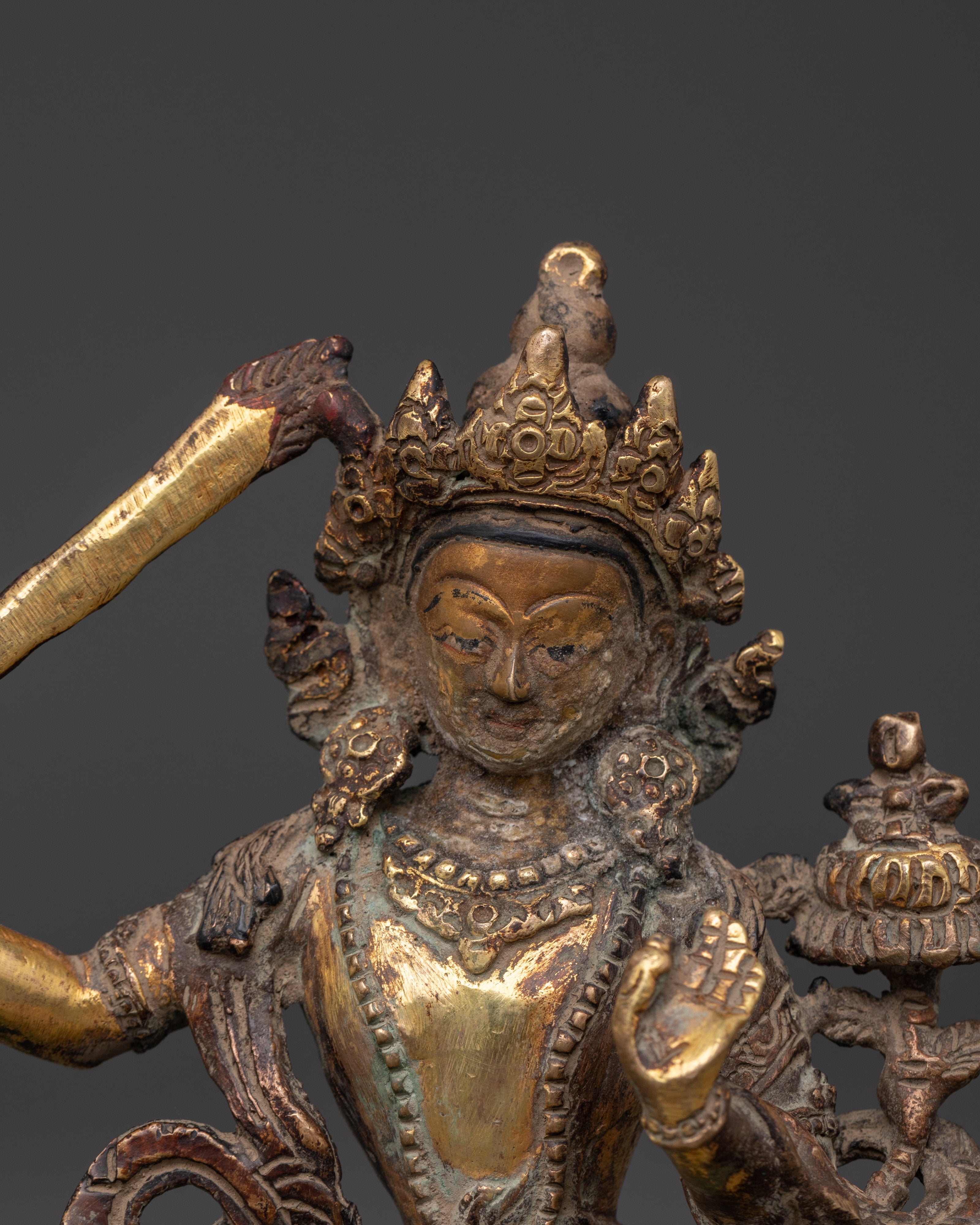 Manjushri Brass Protection Statue