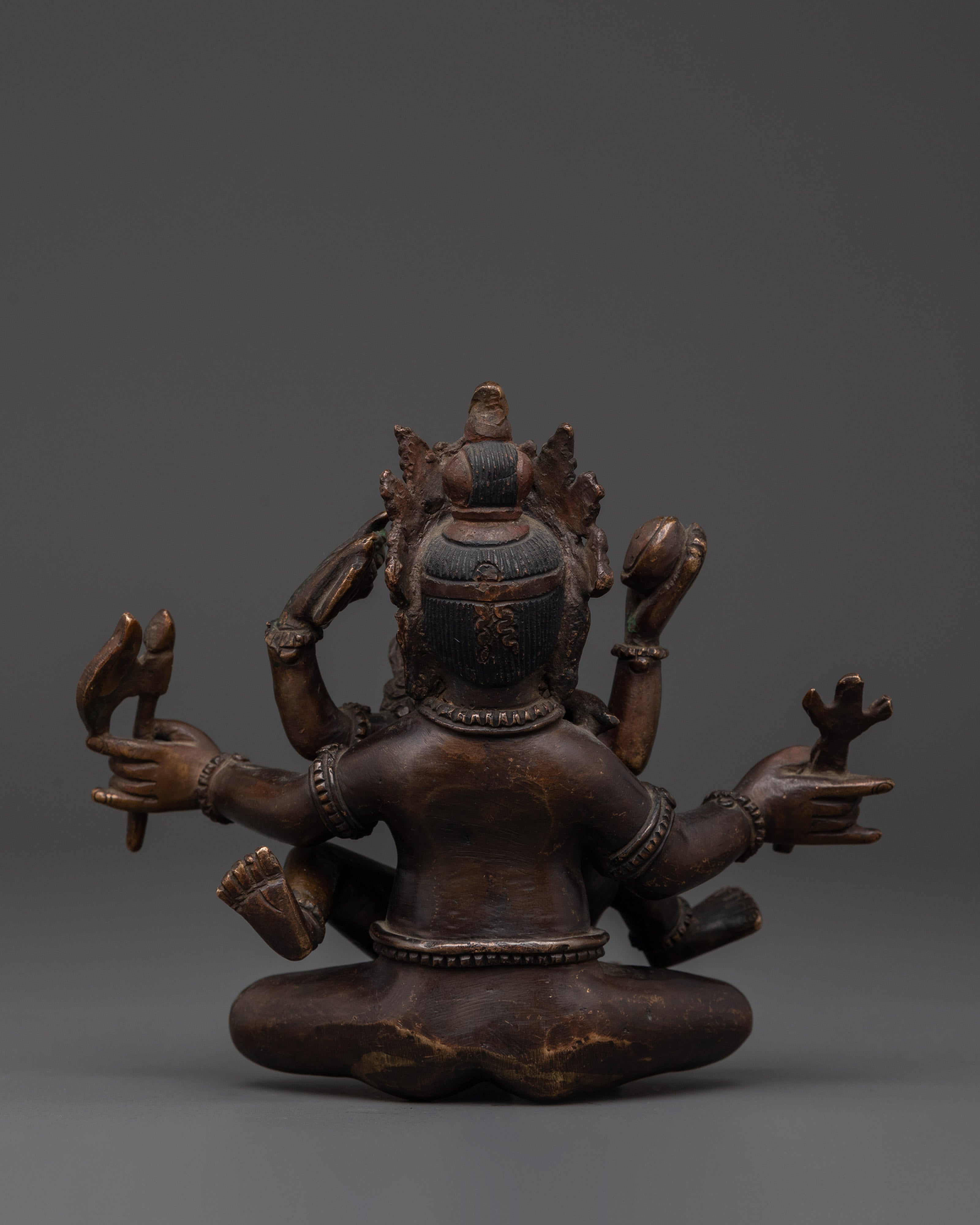 Oxidized Copper Ganesh with Consort | Sacred Hindu Deity Statue