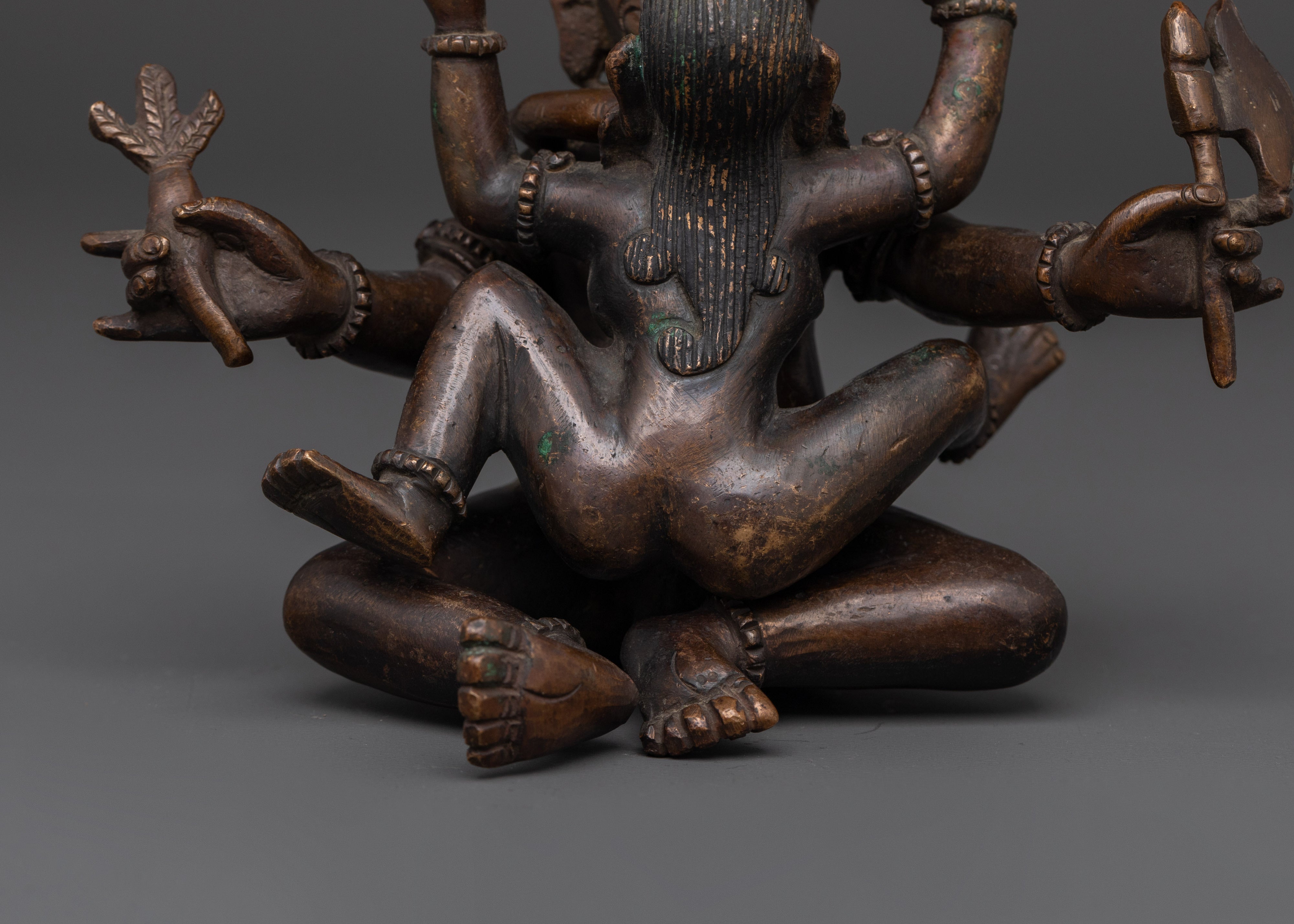 Oxidized Copper Ganesh with Consort | Sacred Hindu Deity Statue