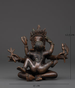 Oxidized Copper Ganesh with Consort | Sacred Hindu Deity Statue