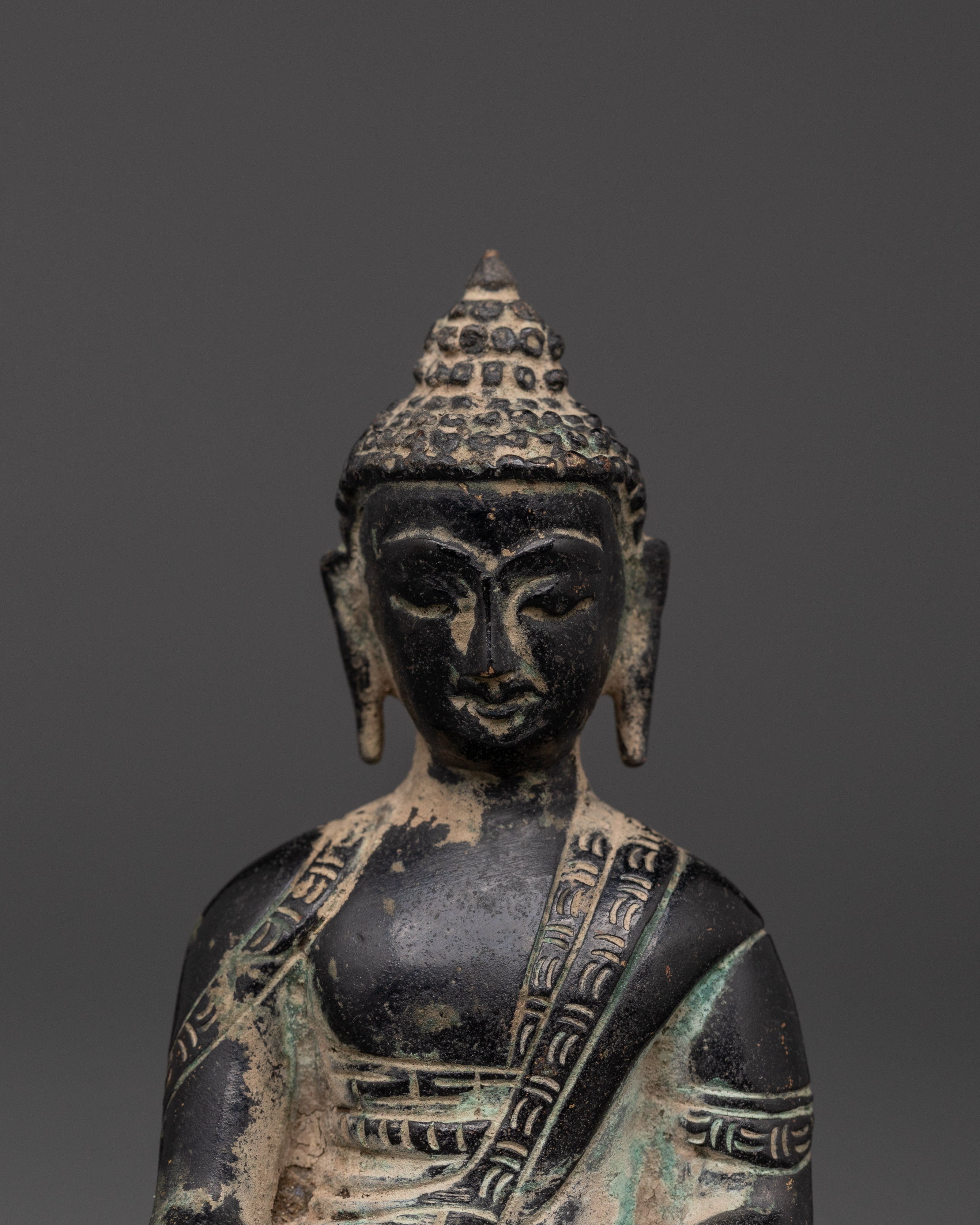Shakyamuni Buddha Mediation  Icon | Handcrafted Oxidized Copper