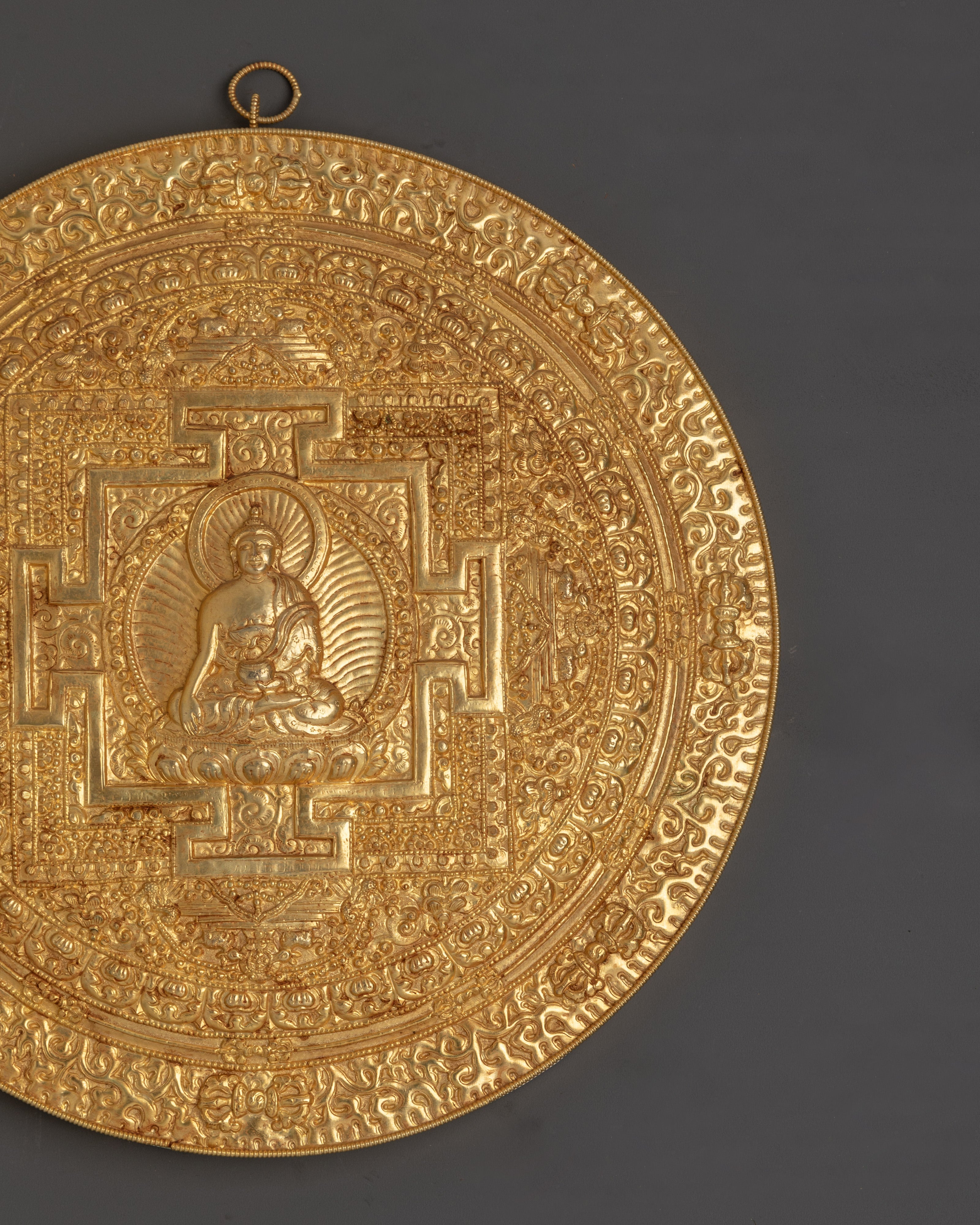 Tibetan Buddha Mandala Wall Hanging | Sacred Art with Lotus and Floral Motifs